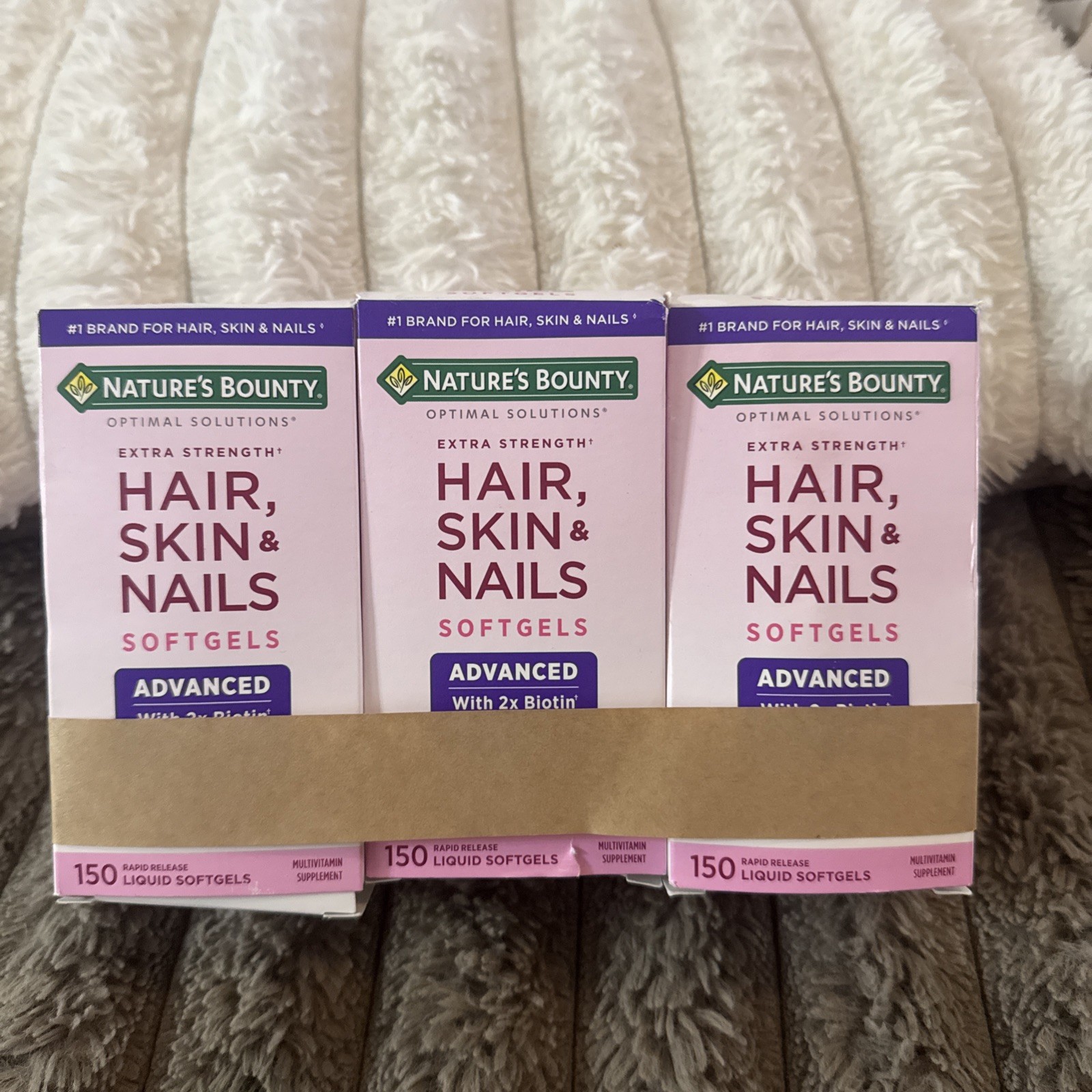 (3) Nature’s Bounty Optimal Solutions Hair Skin Nails Xtra Strength Biotin 10/26