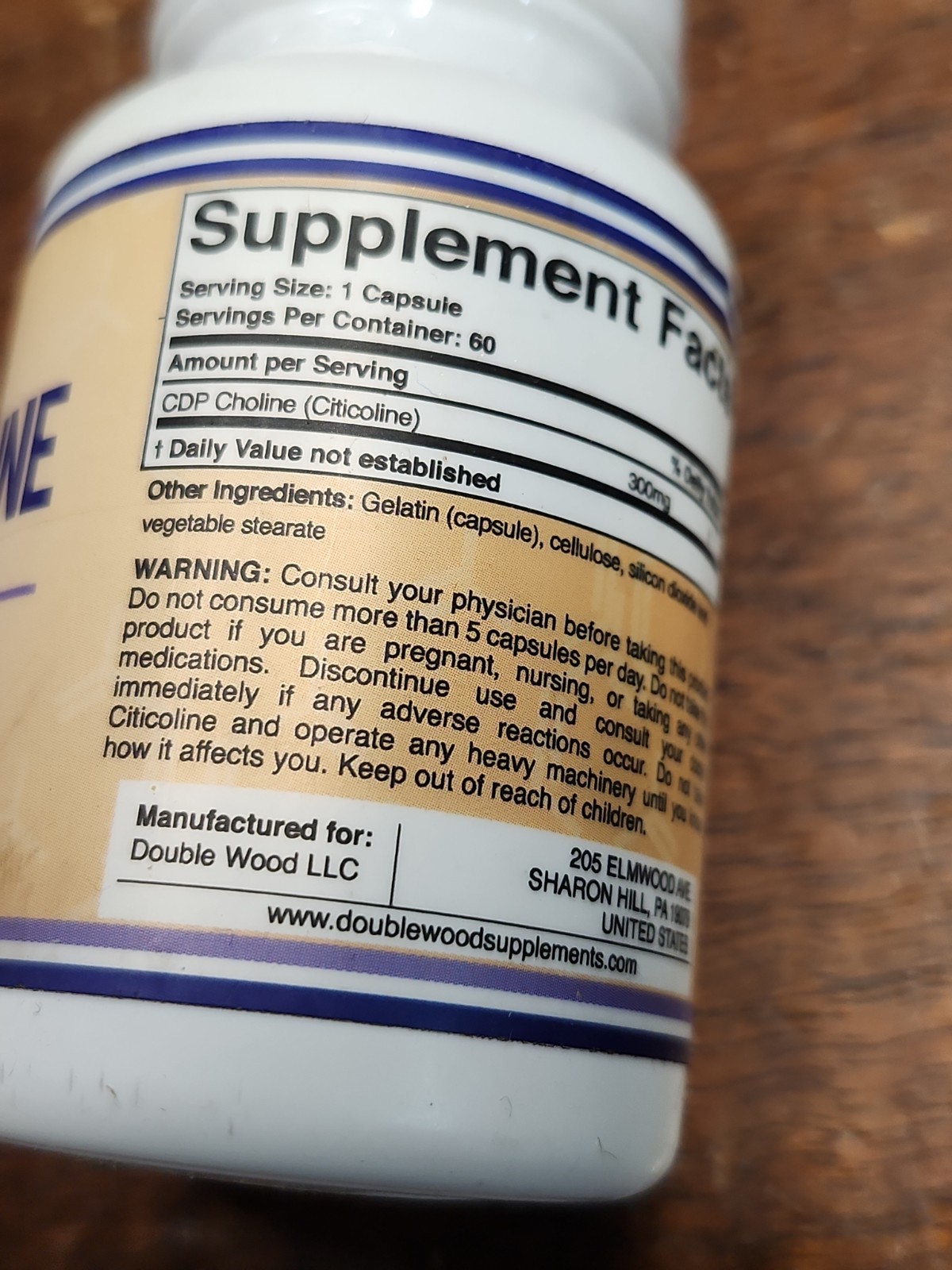 Double Wood CDP Choline (Citicoline) 300mg Supplement 60 Capsule EXP 6/27