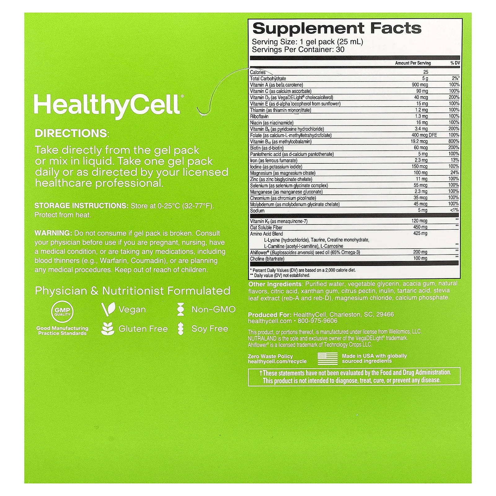 2 X HealthyCell, Daily Multi + Iron & Omega-3, Peach Mango, 30 Gel Packs, 0.84