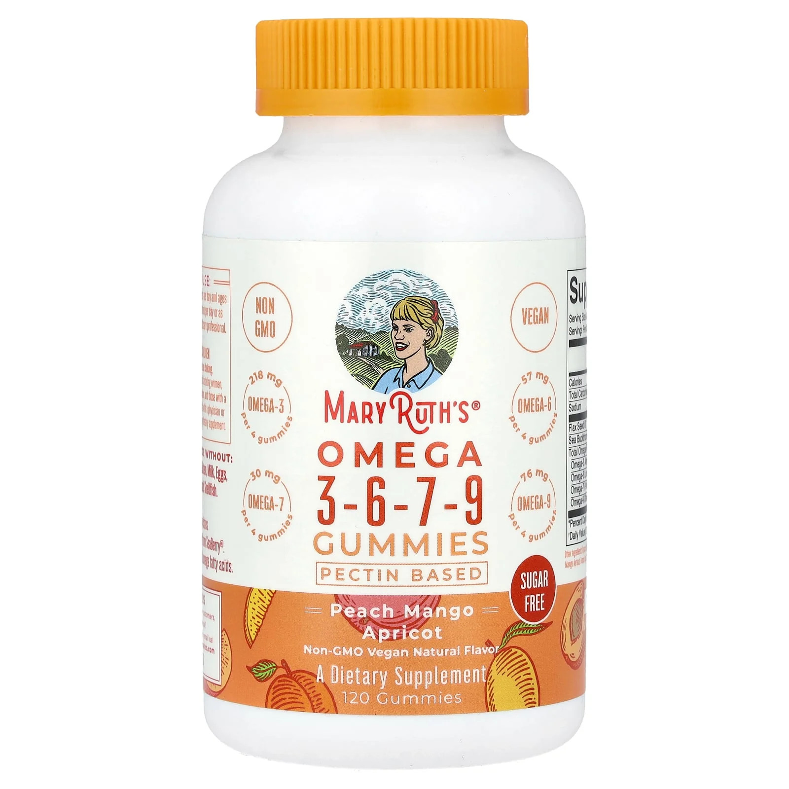 2 X MaryRuth’s, Omega 3-6-7-9 Gummies, Peach Mango Apricot, 120 Gummies