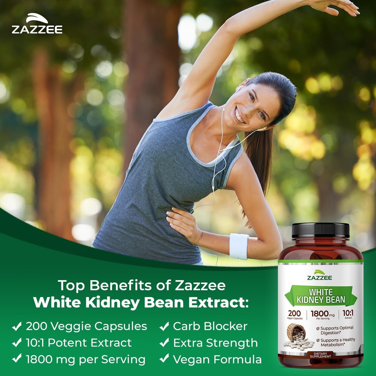 White Kidney Bean 10:1 Extract, 1800 mg per Serving, 200 Capsules, 2+ Suppl…