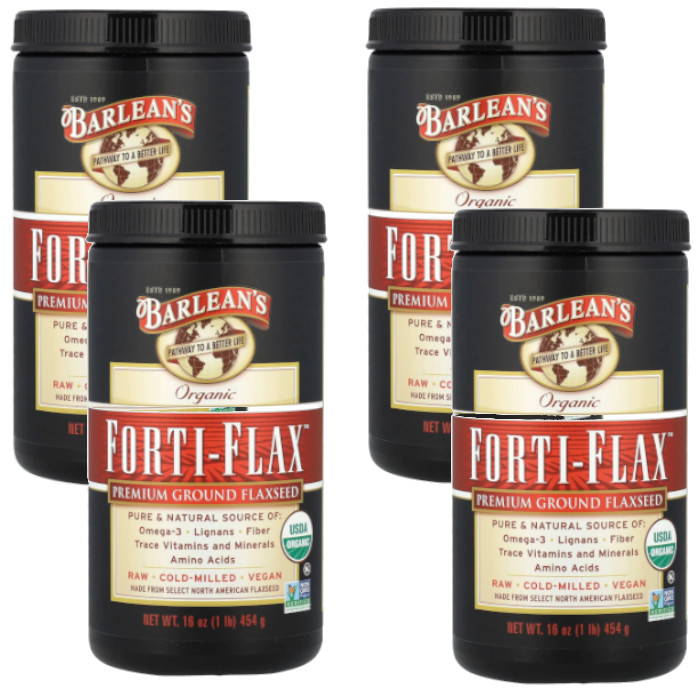 Barlean’s Forti-Flax – Organic Canister 16 oz Each (Pack of 4)