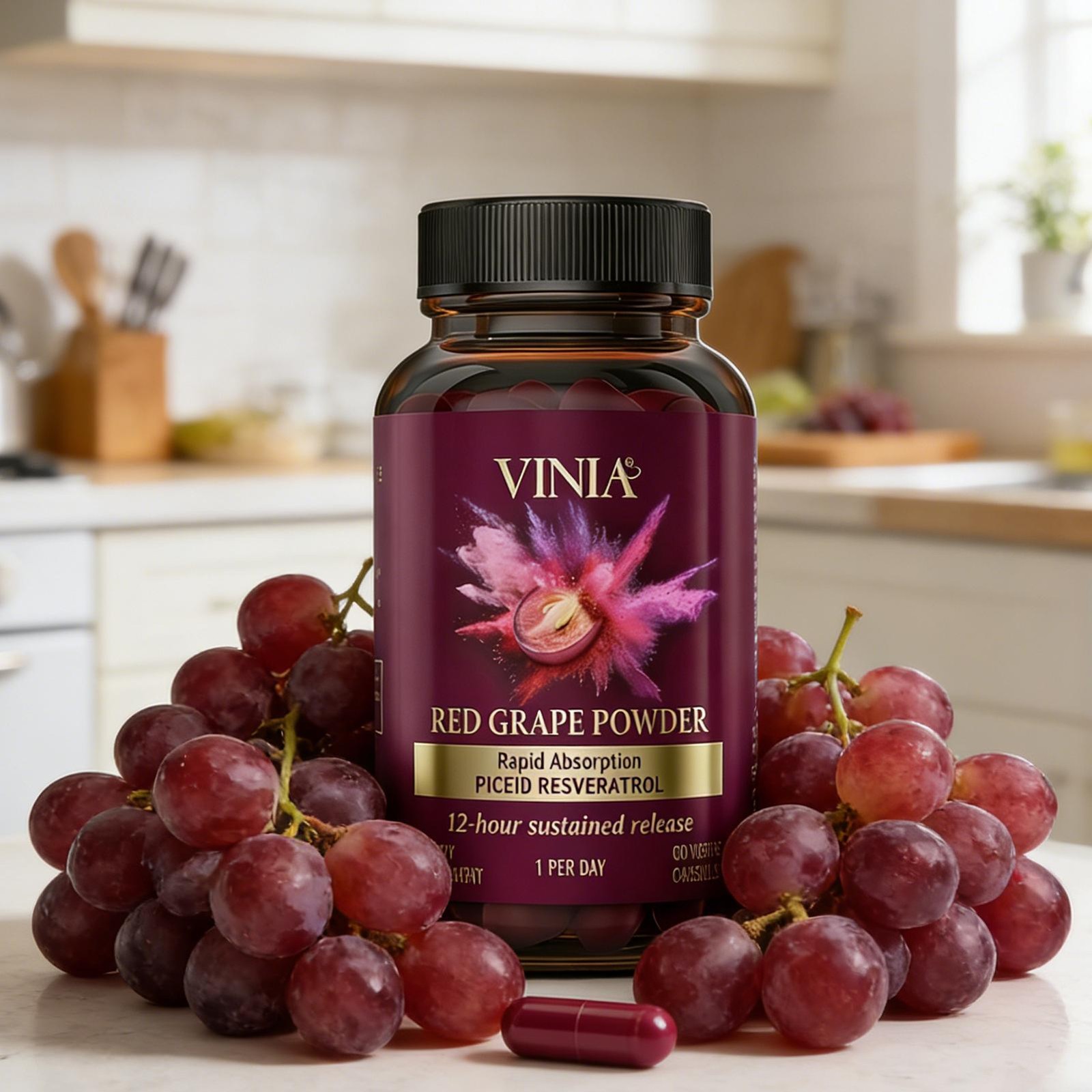 VINIA Piceid Resveratrol Supplement Non-GMO, 60ct Increases Blood Flow