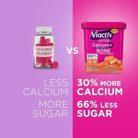 Viactiv Calcium + Vitamin D3 Supplement Soft Chews, Caramel,Calcium for Bone Hea