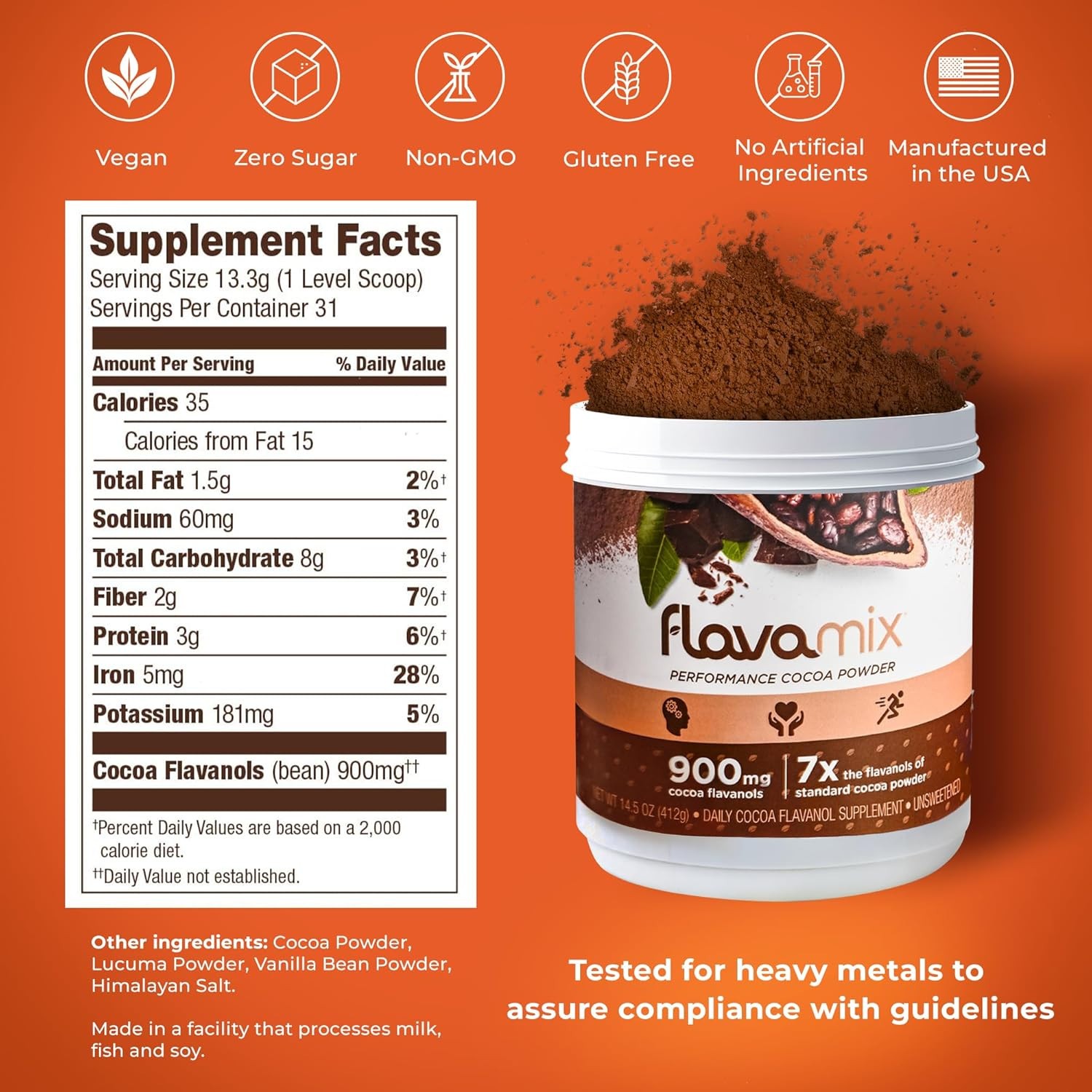 BUNDLE! (6) FlavaMix Performance Cocoa Powder 900mg 87oz BB 11/2027