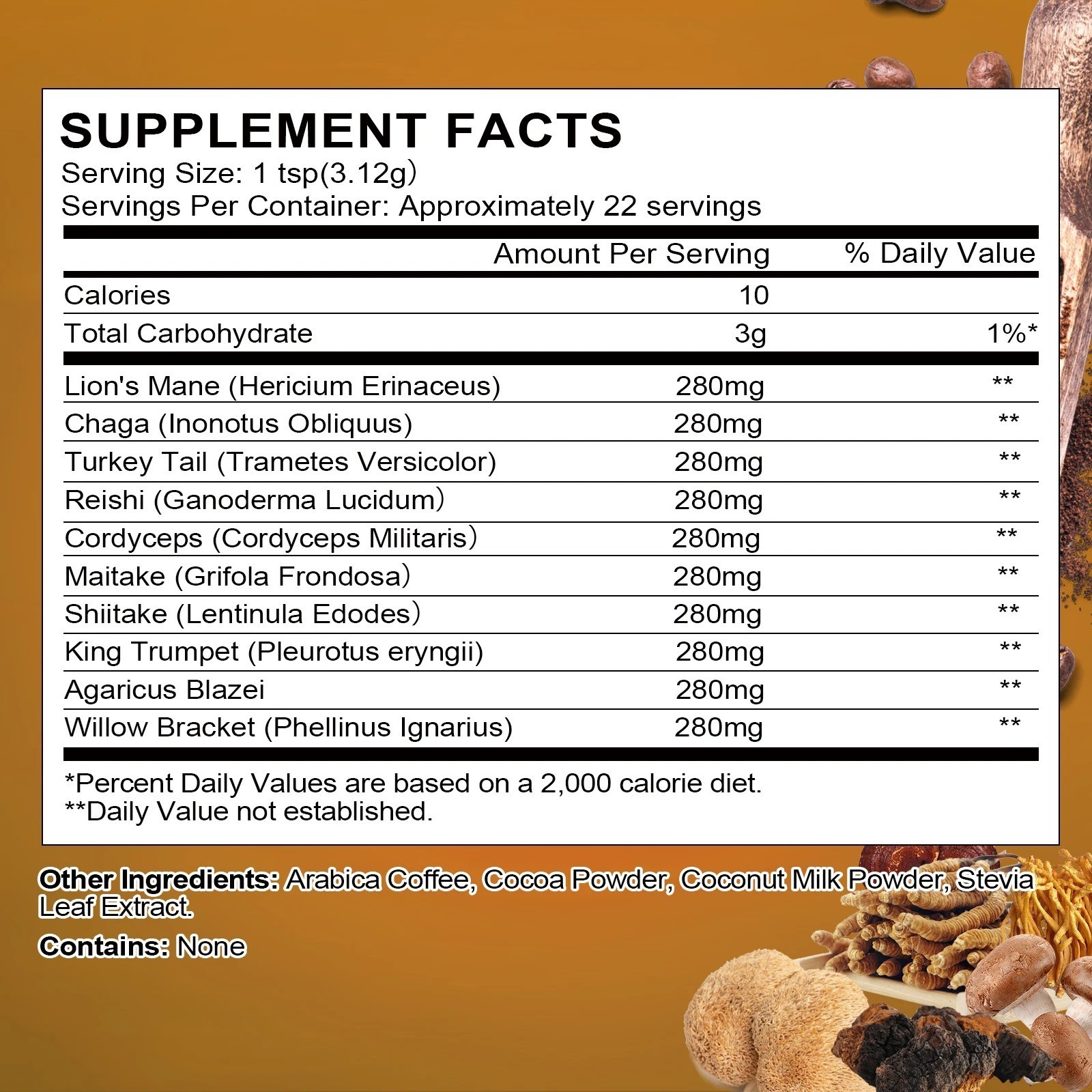 Mushroom Coffee Organic Lions Mane Immunity & Brain Booster 22/38/80 Servings