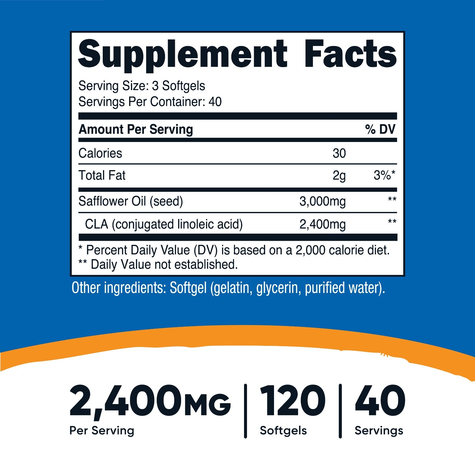 Nutricost CLA (Conjugated Linoleic Acid) 2,400mg, 120 Softgels, 40 Servings