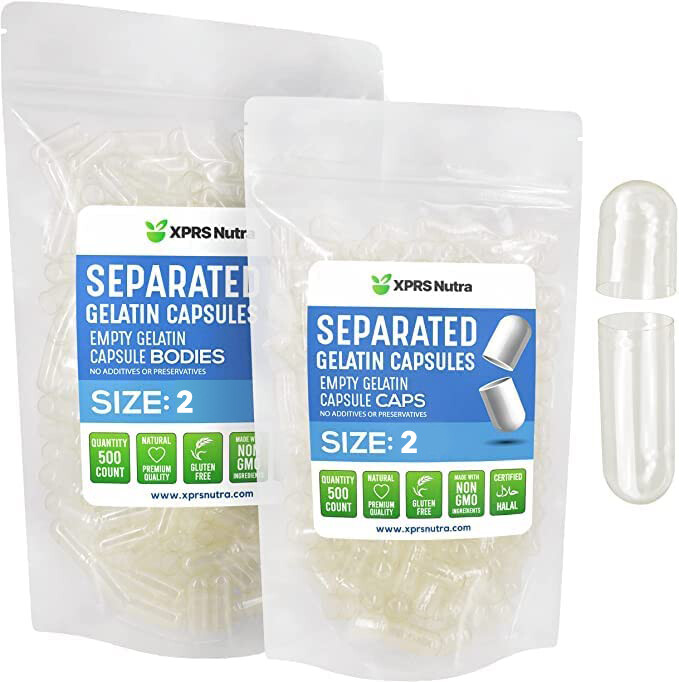 Capsules Express- Size 2 Separated Clear Empty Gelatin Capsules Gelcaps Pill Cap