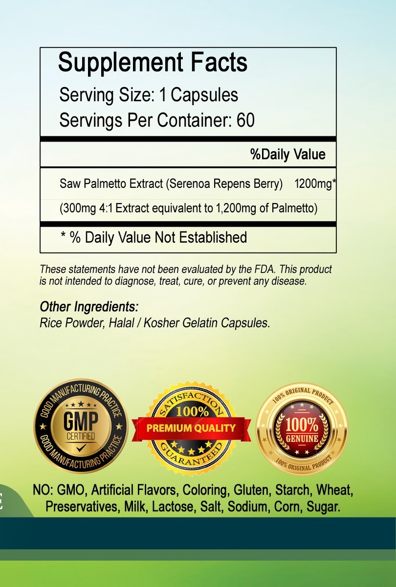 Saw Palmetto Extract 1200 mg Capsules serving- USA Deal