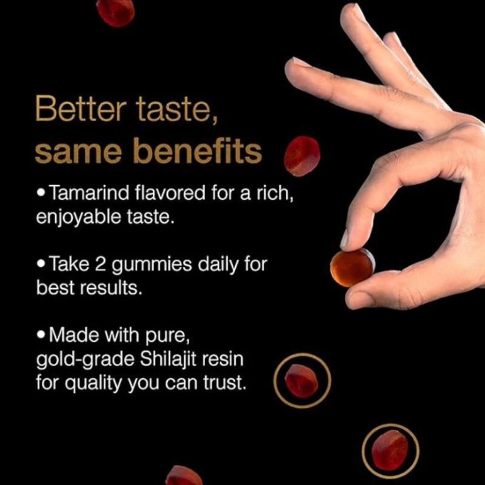 Pure Himalayan Shilajit Gold Gummies with Ashwagandha, and Gokshura , 60 Gummies