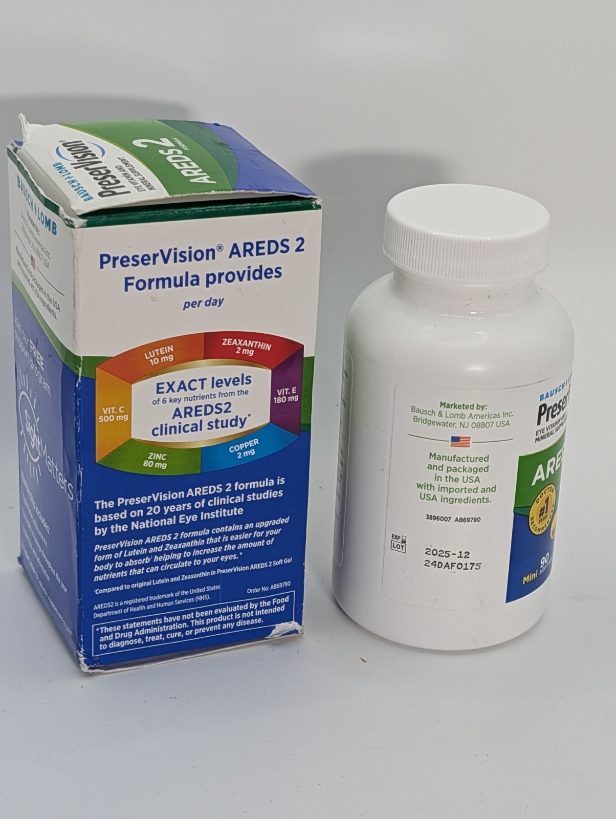 Bausch & Lomb PreserVision AREDS 2 Eye Vitamin & Mineral Supplement 90 Soft Gels