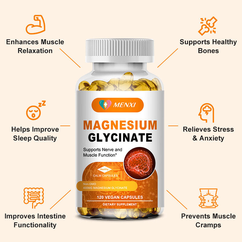 400MG Magnesium Glycinate High Absorption,Improved Sleep,Stress & Anxiety Relief