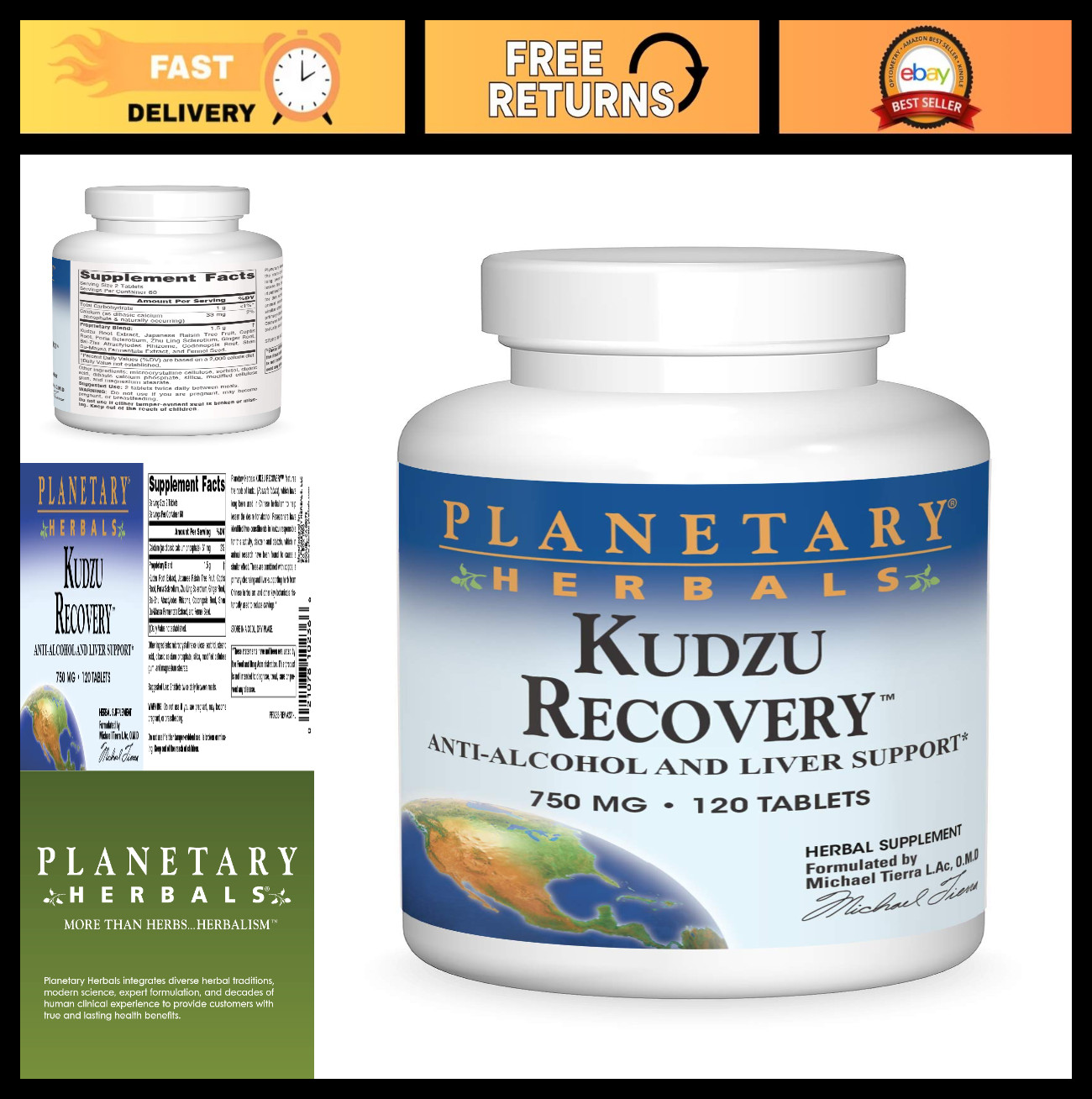 Kudzu Recovery 750mg – Anti-Alcohol, Liver Support Supplement – 120 Tablets