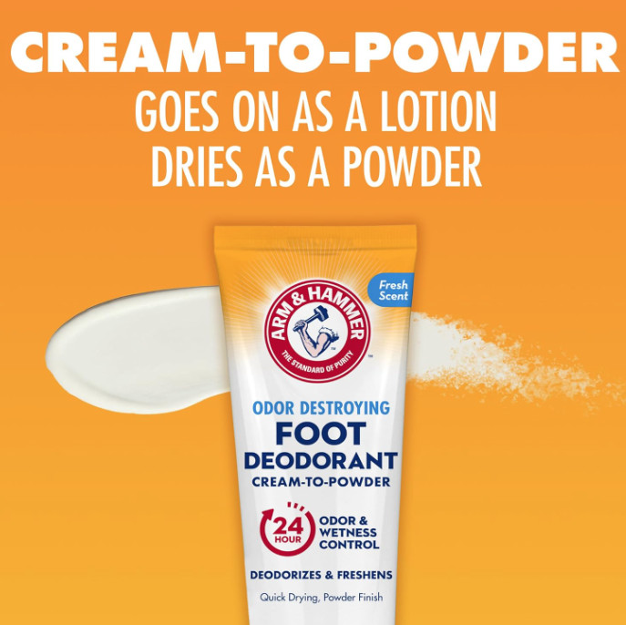 Arm & Hammer Cream to Powder Foot Deodorant, 24 Hour 3.4 Fl Oz (Pack of 1)