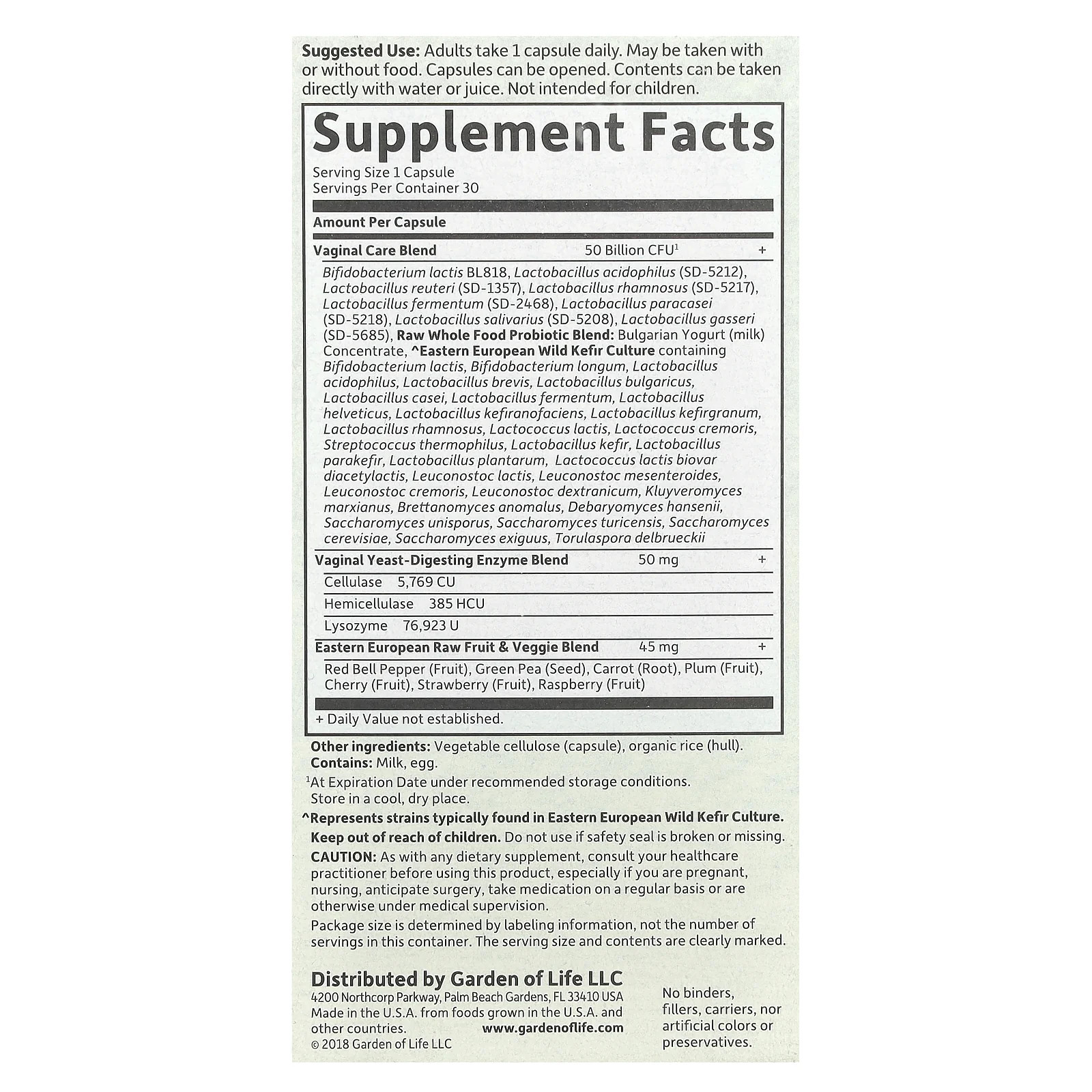 2 X Garden of Life, RAW Probiotics, Vaginal Care, Shelf-Stable, 30 Vegetarian C