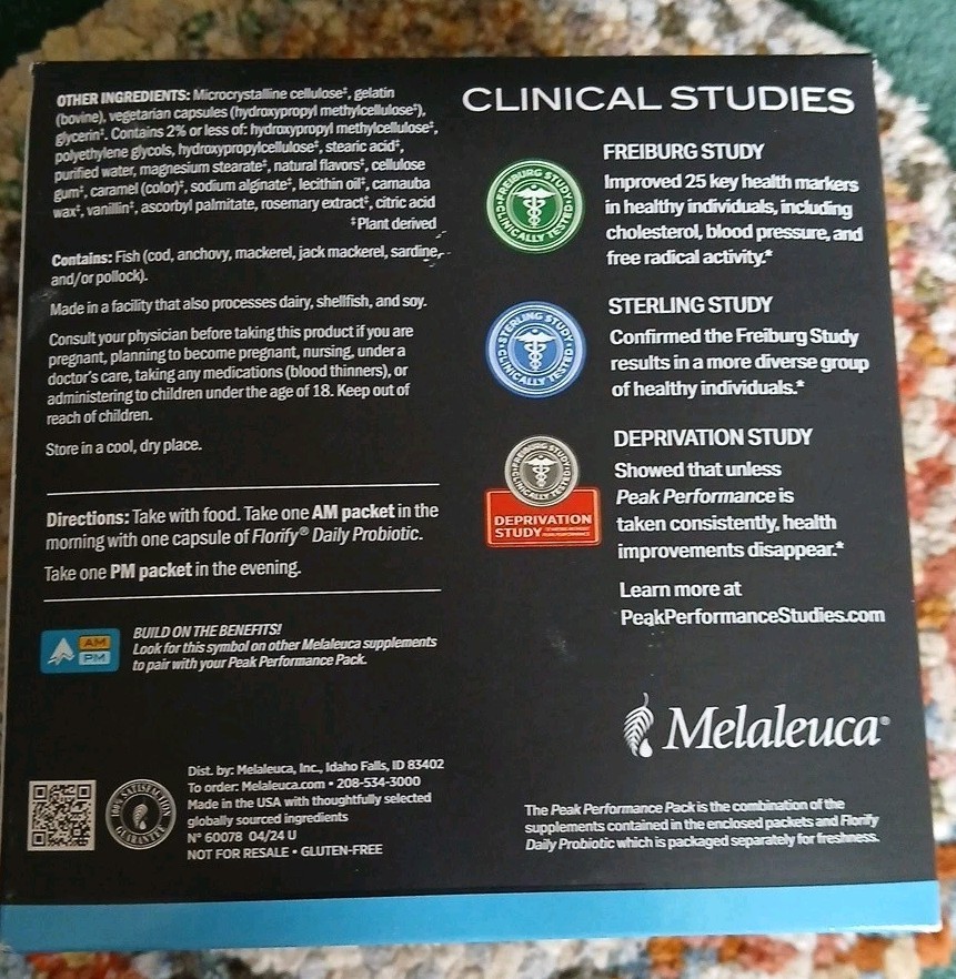Melaleuca Peak Performance Men’s Nutrition Pack 30 AM/PM Packs Best By 12/2025