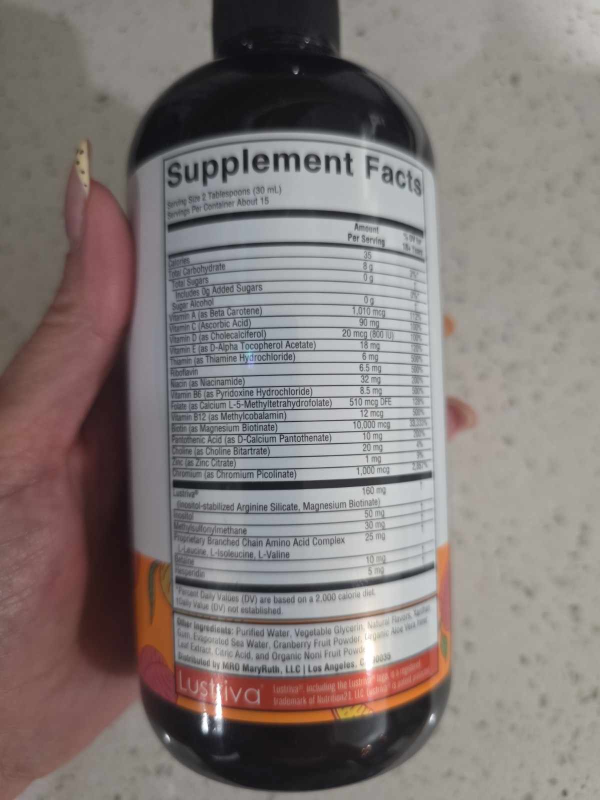 MARY RUTH’S® Liquid Morning MULTIVITAMIN +Hair Growth Supplement Peach Mango