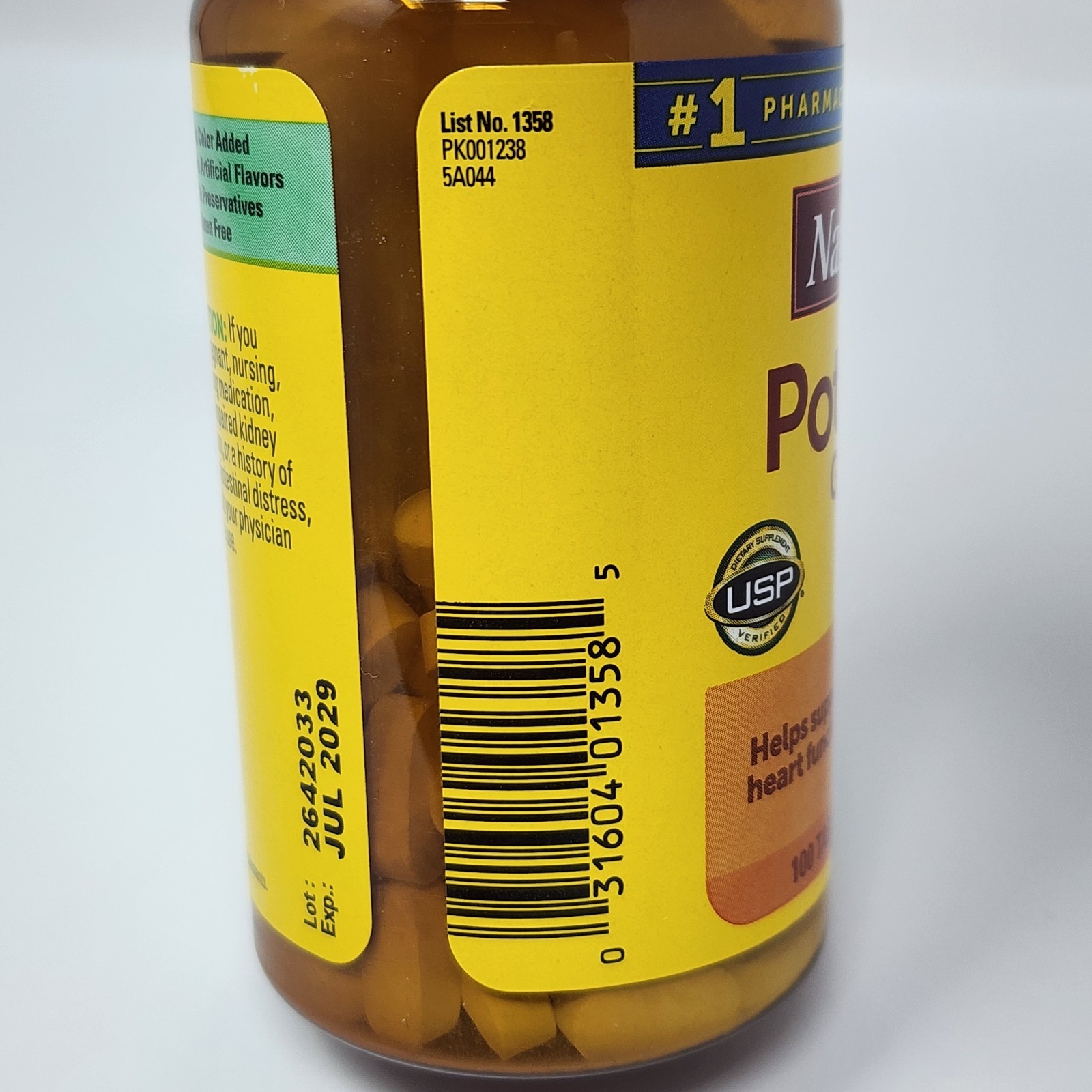 Nature Made Potassium Gluconate 550 mg, 100 Tabs per Bottle (2 Pack) Exp 07/2029
