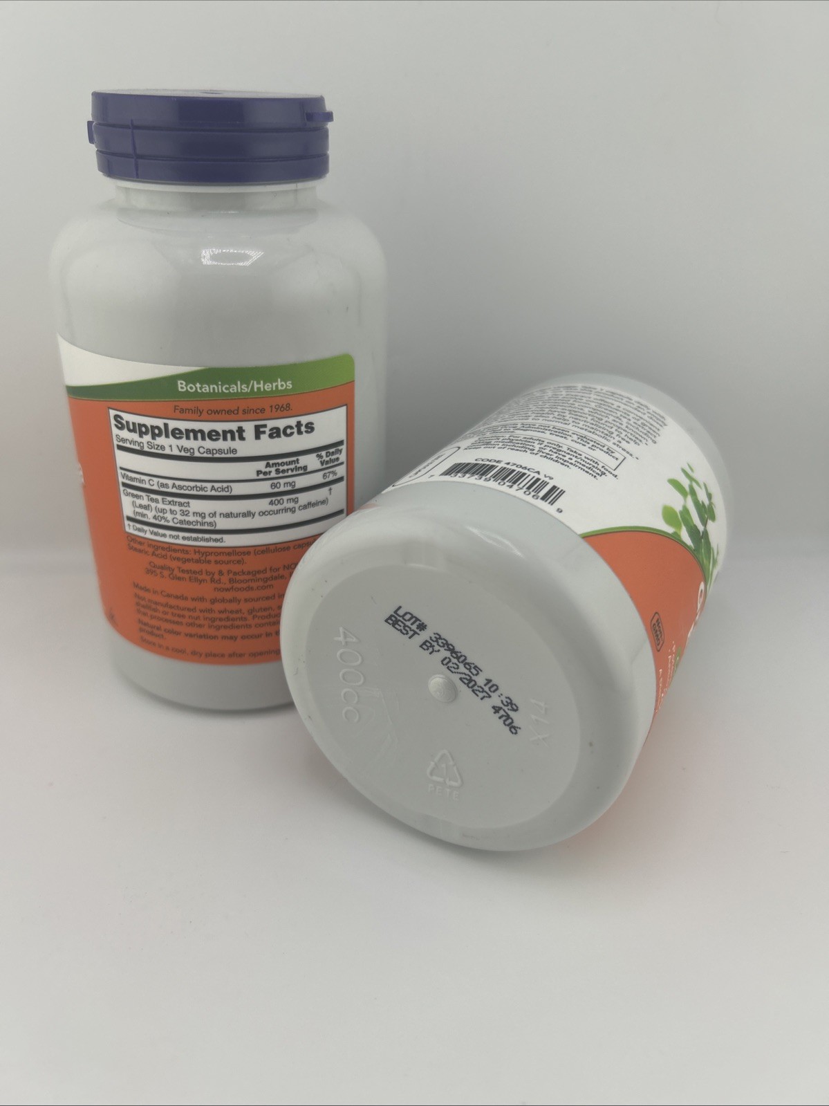 2 Pack NOW FOODS Green Tea Extract 400 mg 250 Veg Capsules LOT (500 Total)