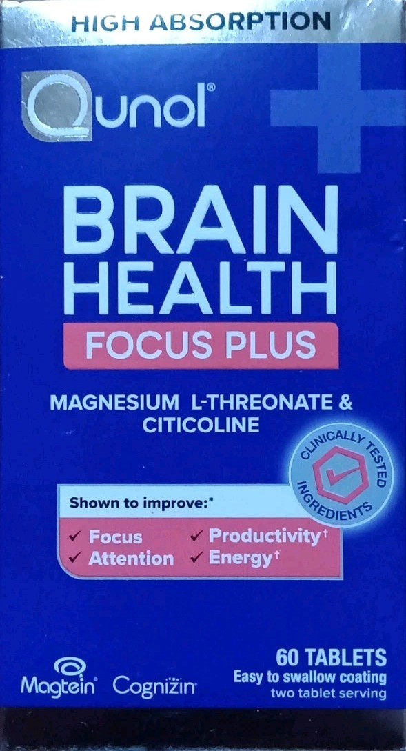 QUNOL HIGH ABSORP BRAIN HEALTH FOCUS PLUS ENERGY ATTENTION SUPPLEMENT 60 TABLETS