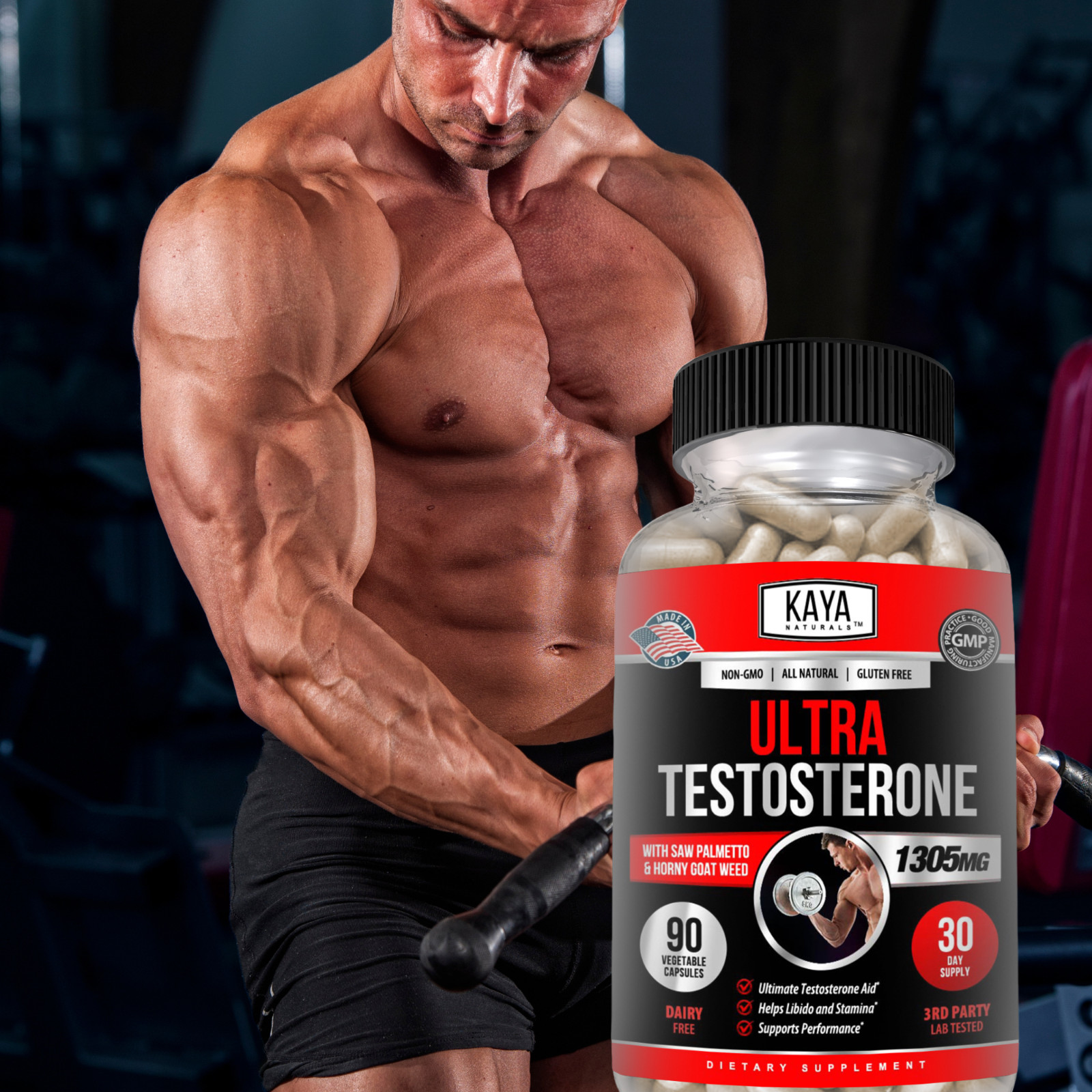 (2 Pack) Natural Testosterone Booster Magnesium Zinc Tribulus Horny Goat Weed