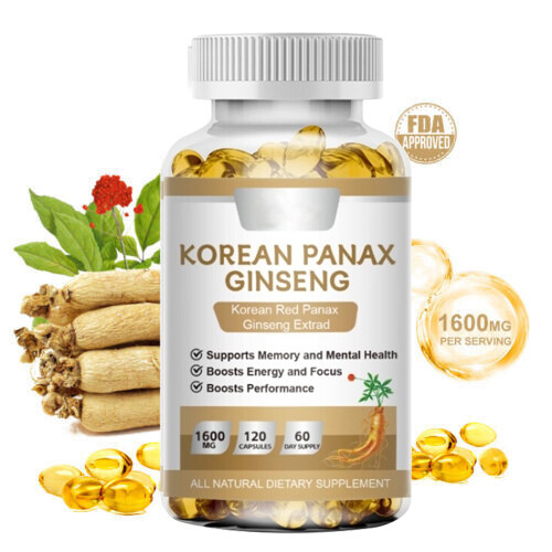 Korean Red NON-GMO Strength Extra Fillers No – Capsules 120 1600mg Ginseng Panax