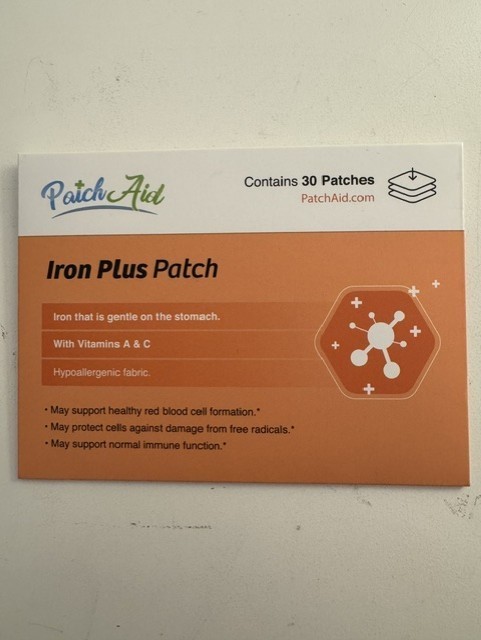 PatchAid Iron Plus Patch 30 Count New Sealed Transdermal Iron Supplement Patches