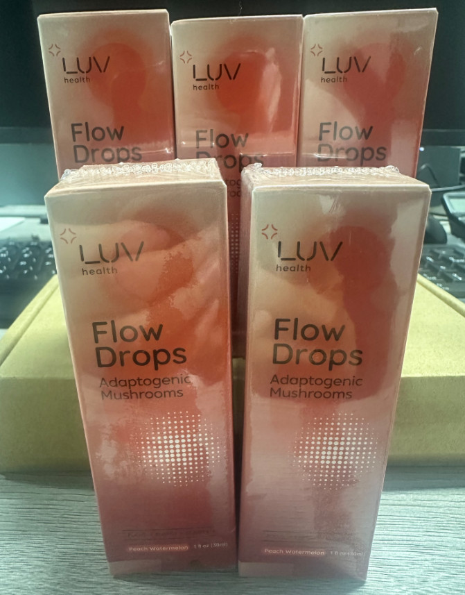 1-5x Peach Health Flow Drops Adaptogen Mushroom Blend LUV Watermelon 1oz-