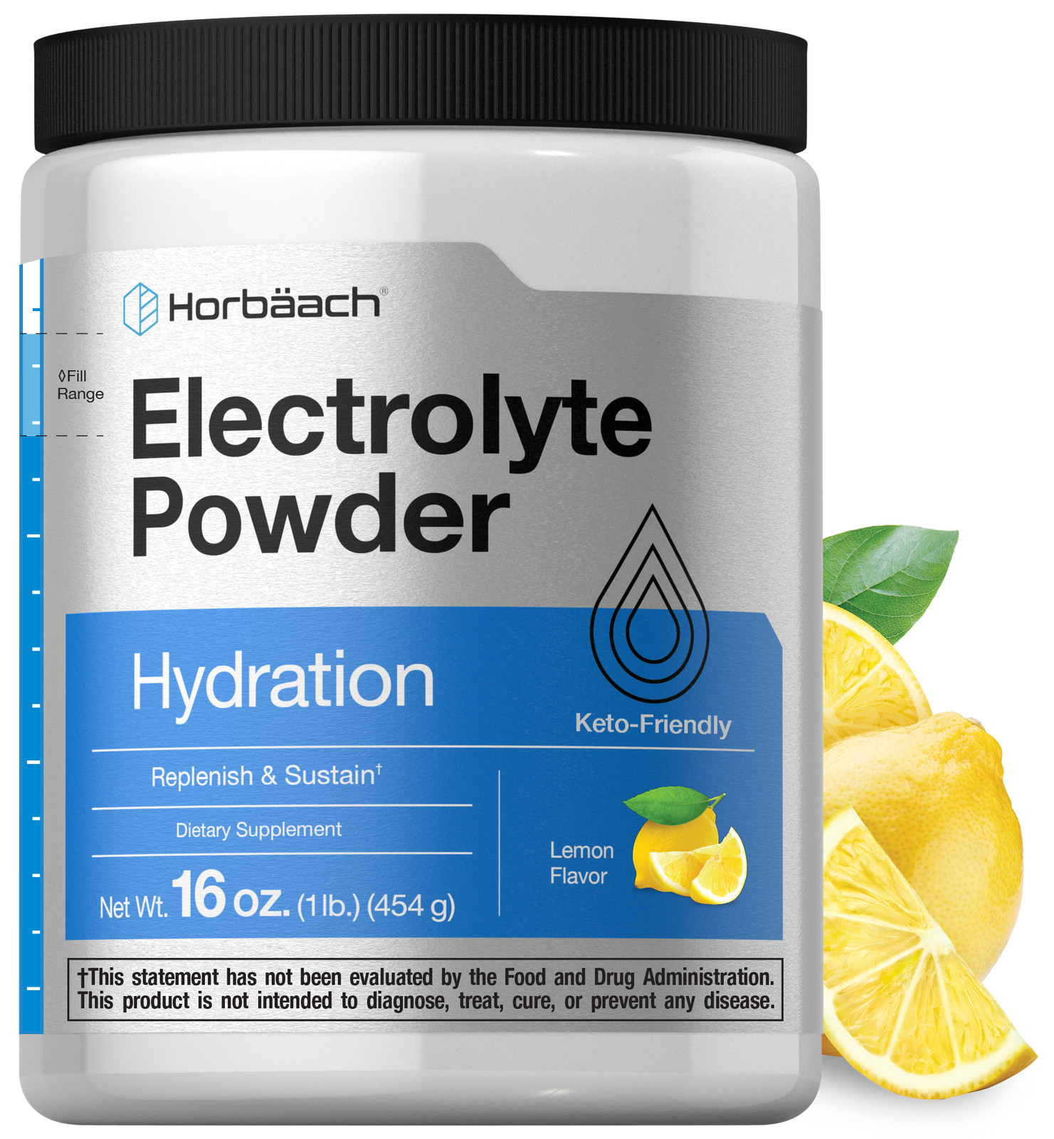 Electrolyte Powder | 16 oz | Hydration Supplement | Lemon Flavor | by Horbaach