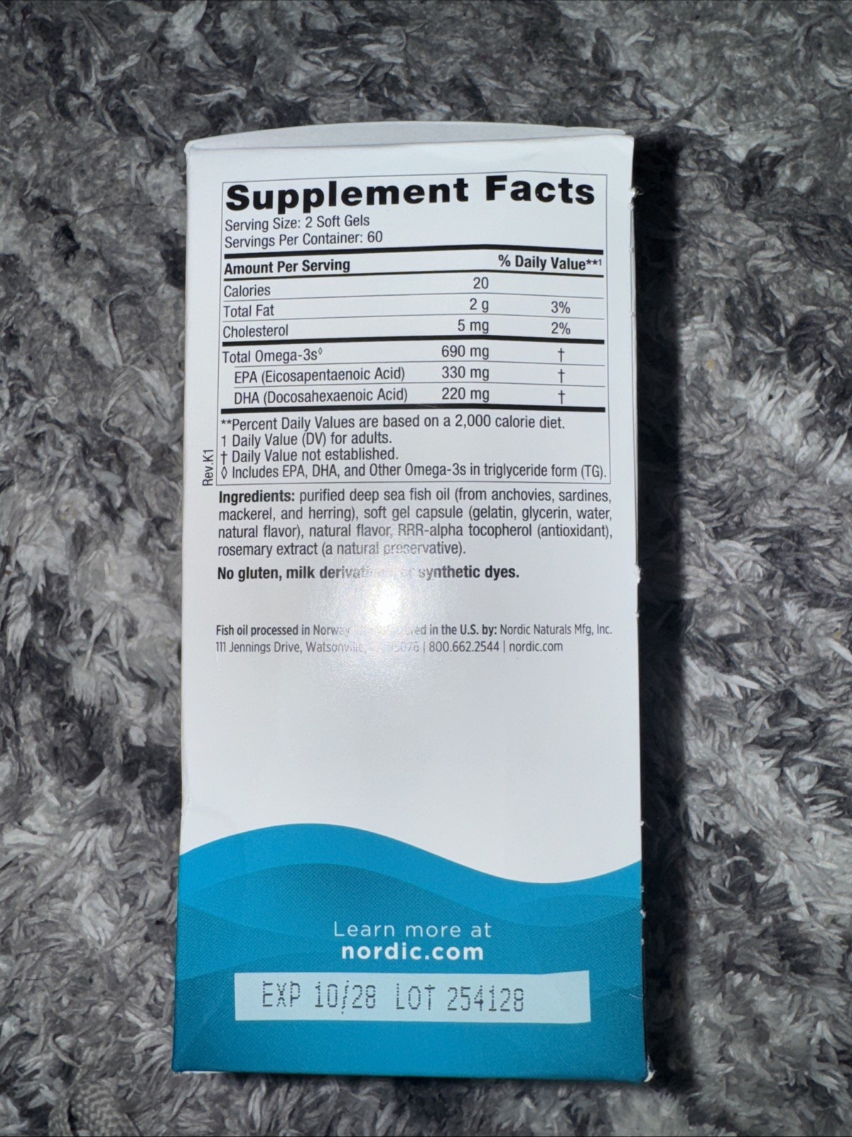 10/28 Nordic Naturals Omega-3, Lemon Flavor – 120 Soft Gels – 690 mg Omega-3
