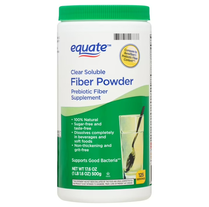 3 Jar Equate Sugar Free Fiber Supplement Powder, 17.6 oz Pk, 100% Natural