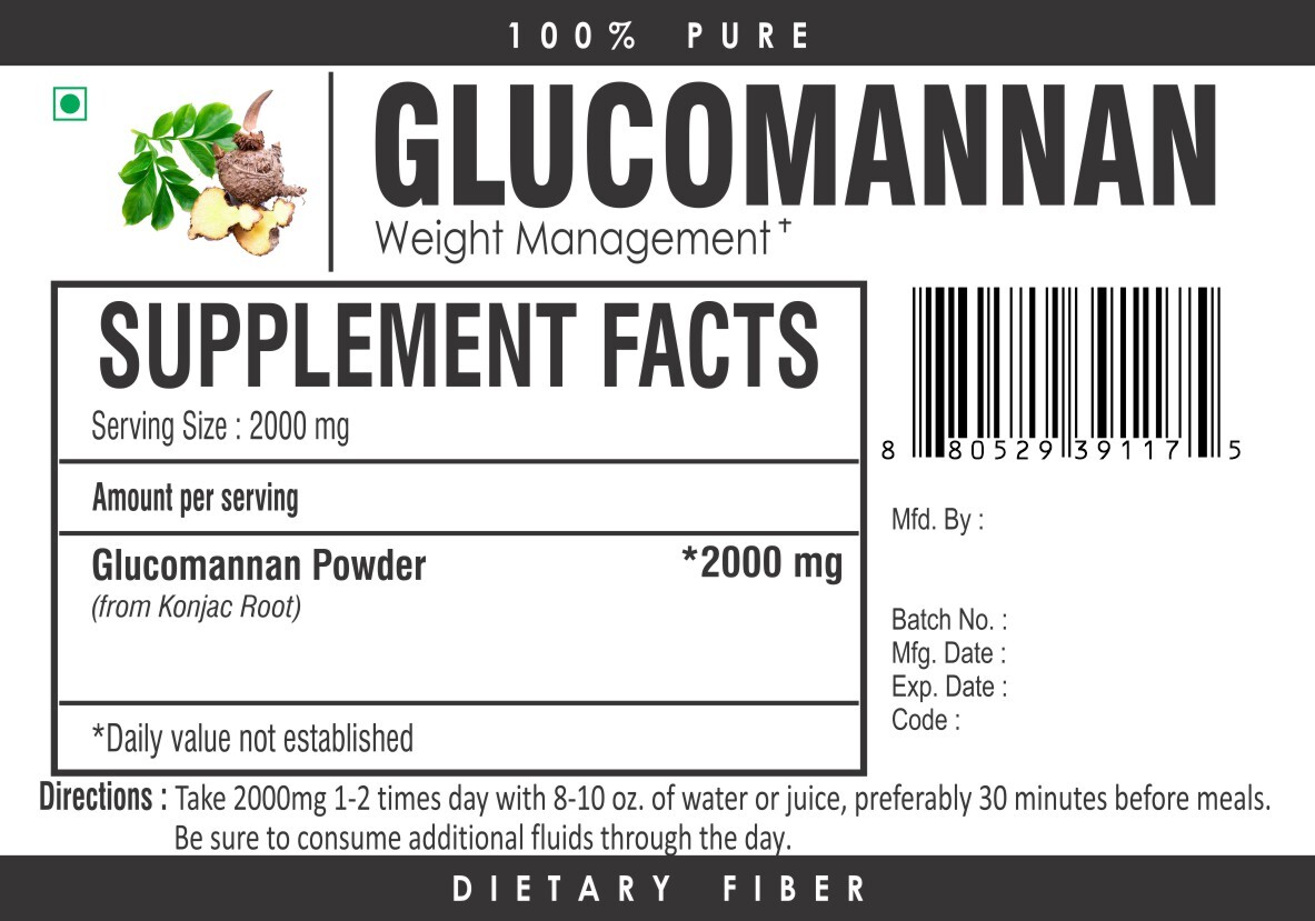 Glucomannan Konjac Fiber Powder – Appetite Suppressant for Diet & Weight Loss