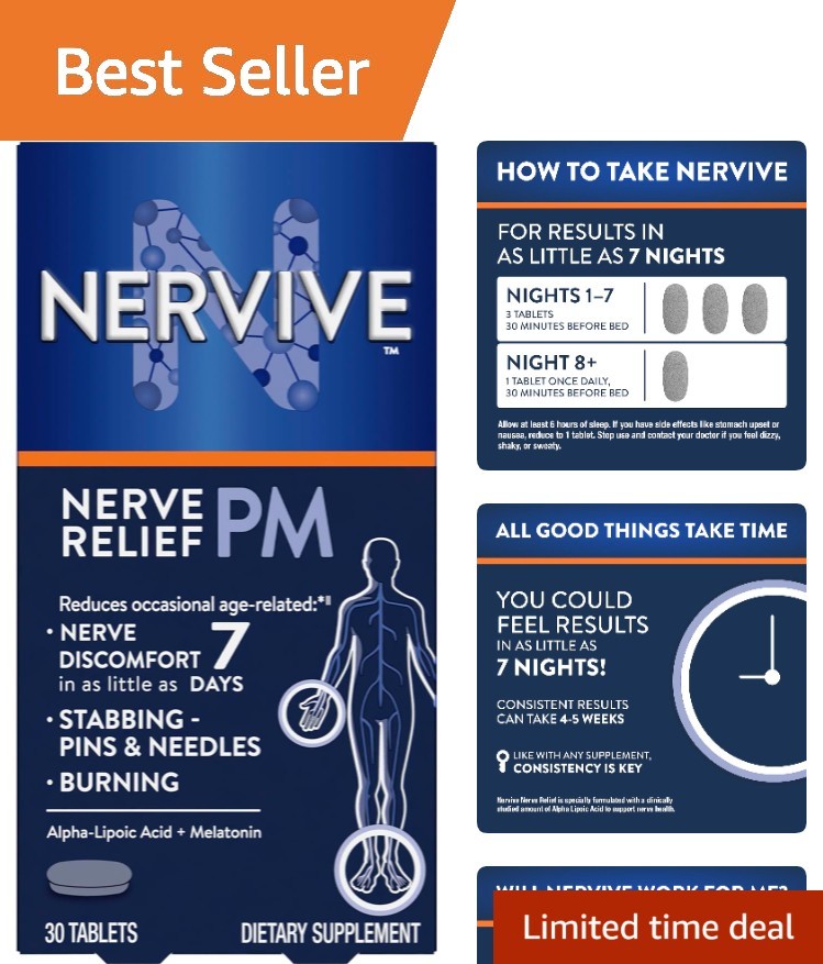 30-Count Nerve Relief PM – Natural Sleep Aid with Turmeric and Ginger Benefits