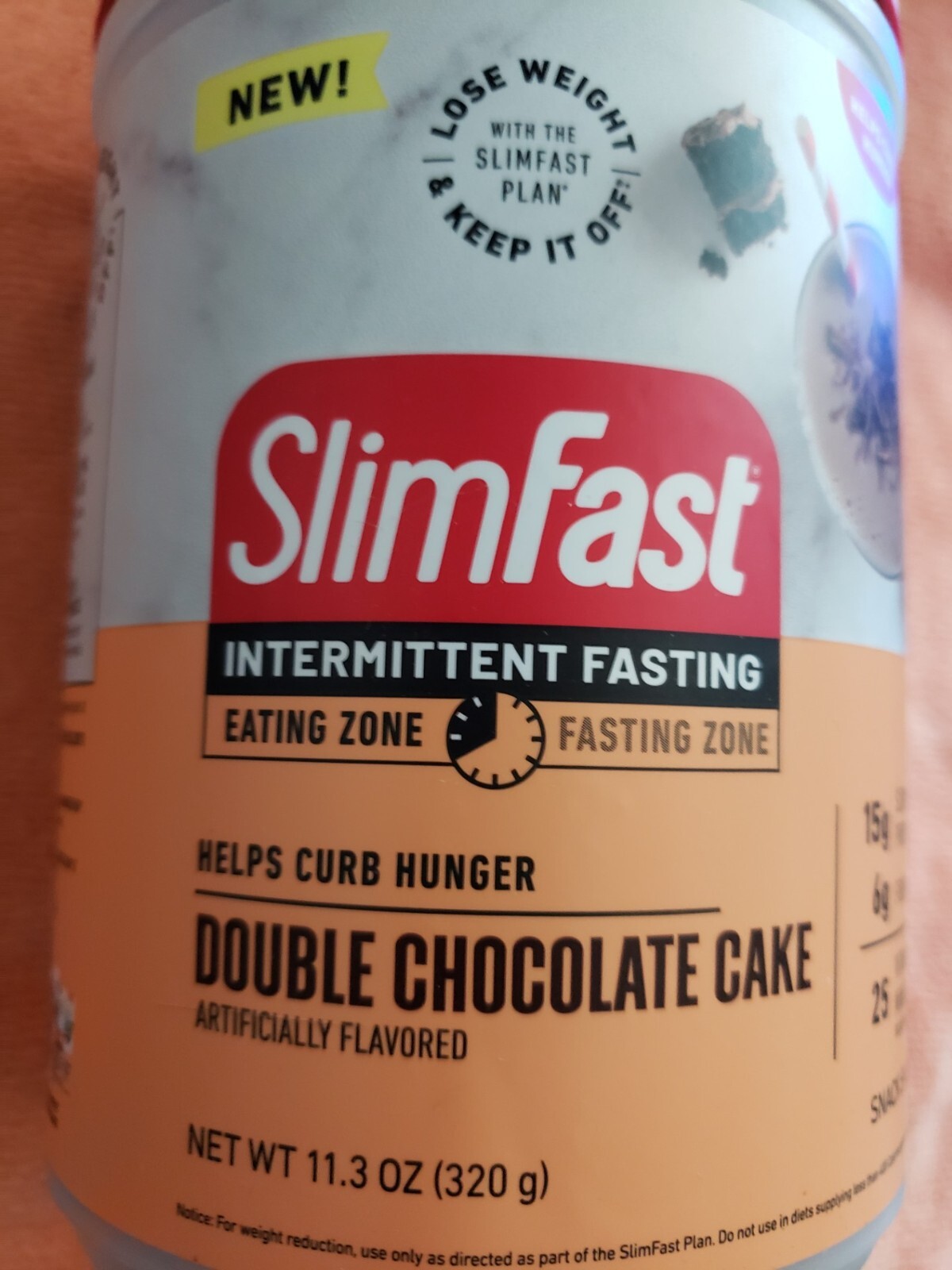 SLIM FAST – Intermittent Fasting – Double Chocolate Cake – 11.3 oz – Exp 4/2025