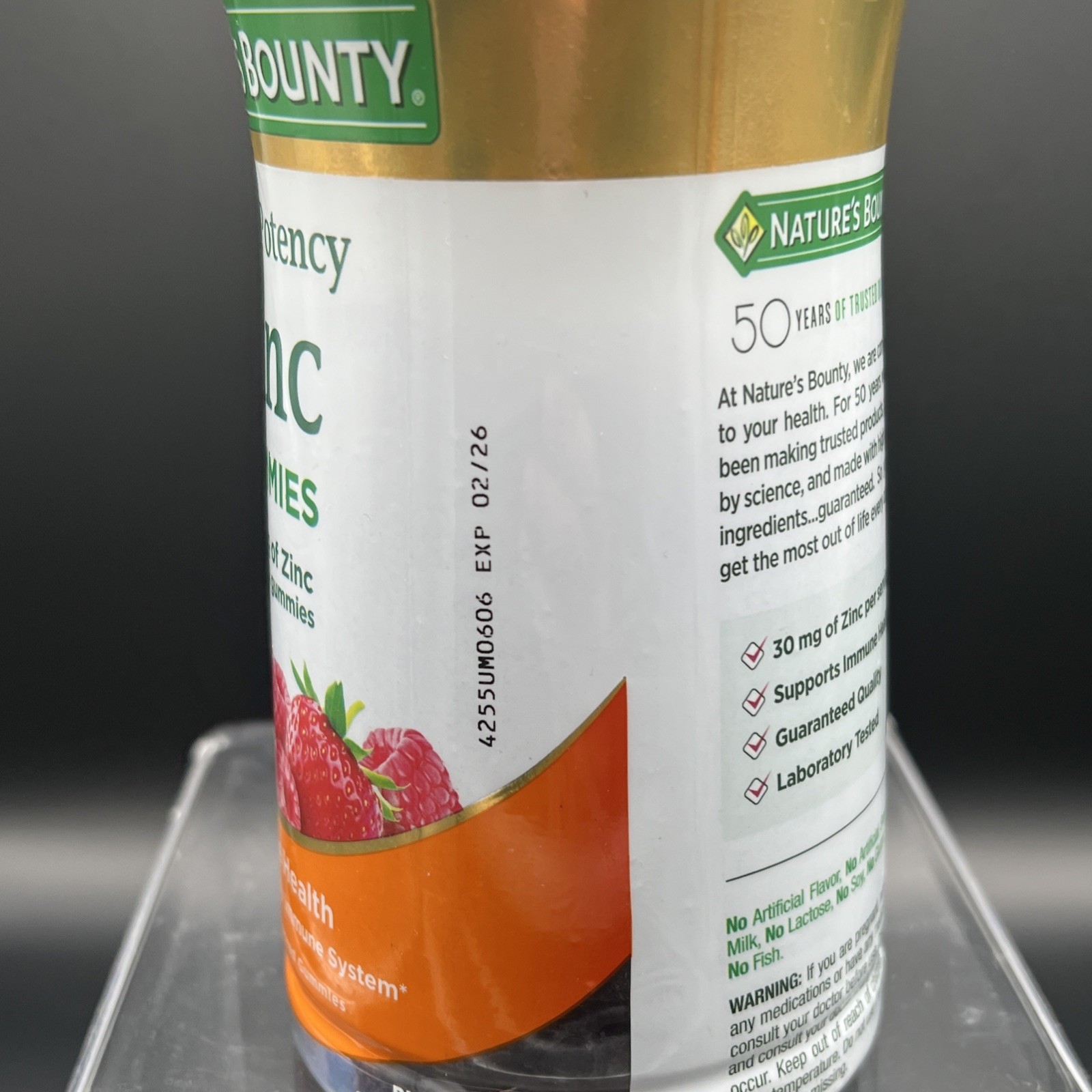Nature’s Bounty High Potency Zinc Immune Health Gummies 30mg 120 Ct 02/2026