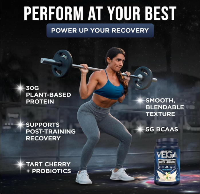 Vega Protein + Recovery, Vanilla, 30g Vegan Protein, 20 Servings