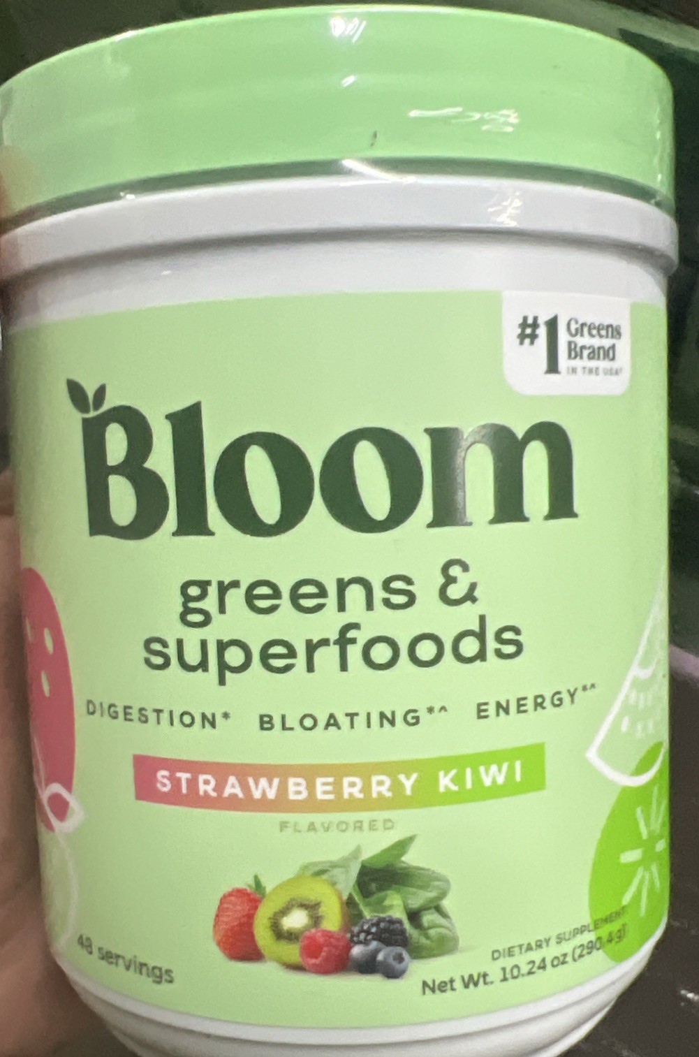 Bloom Greens & Superfoods Powder Strawberry Kiwi 48 Servings DairyFree Exp 09/26