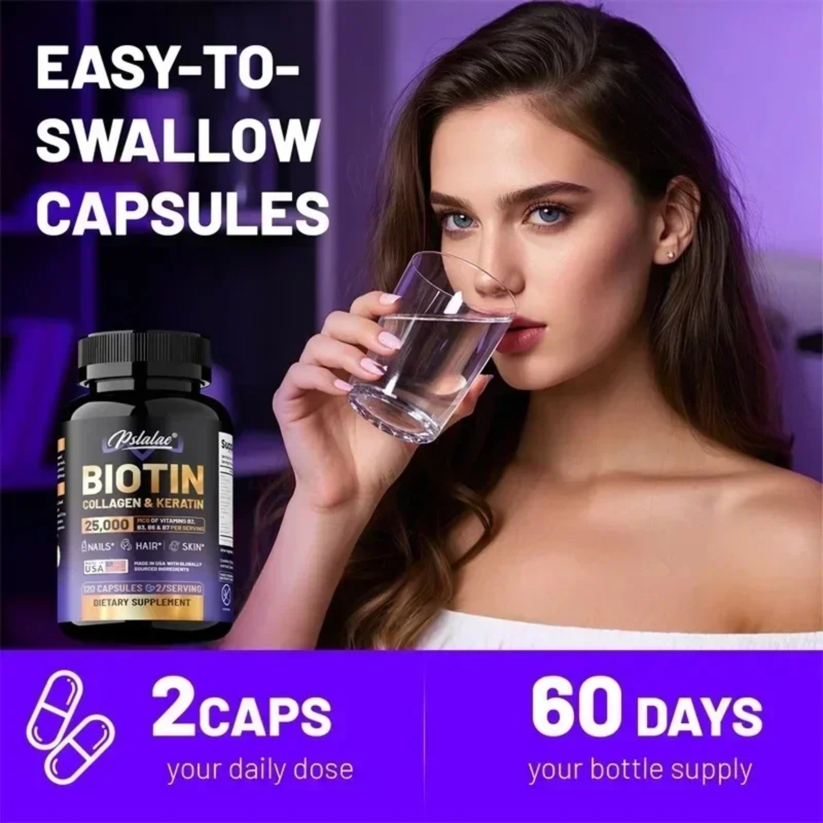 Biotin 120pcs – Supports Healthy Hair, Skin and Nails, Replenishes Nutrients
