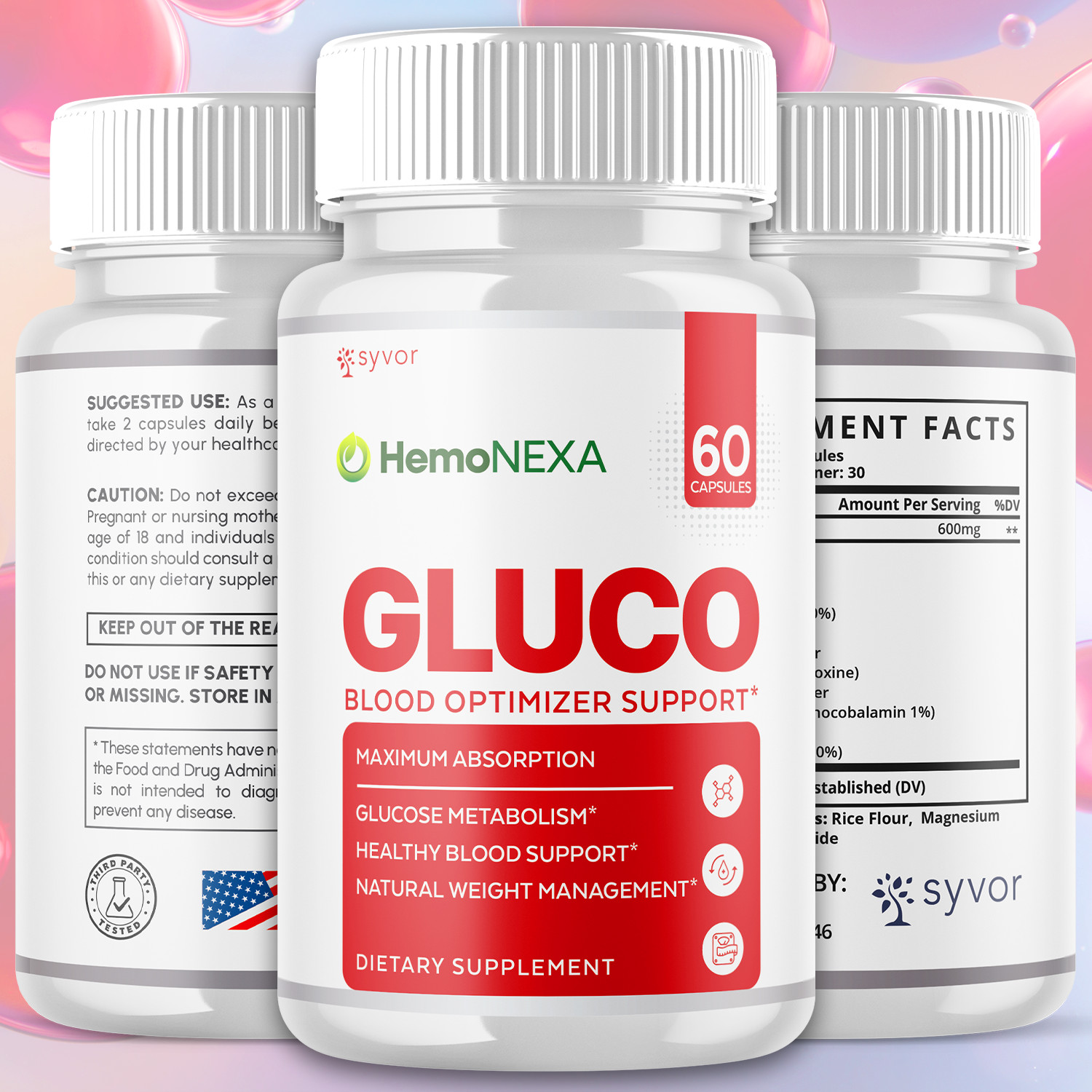 (1 Pack) HemoNexa Pills Advanced Blood Health Support Vitamin Hemo Nexa 60 Caps