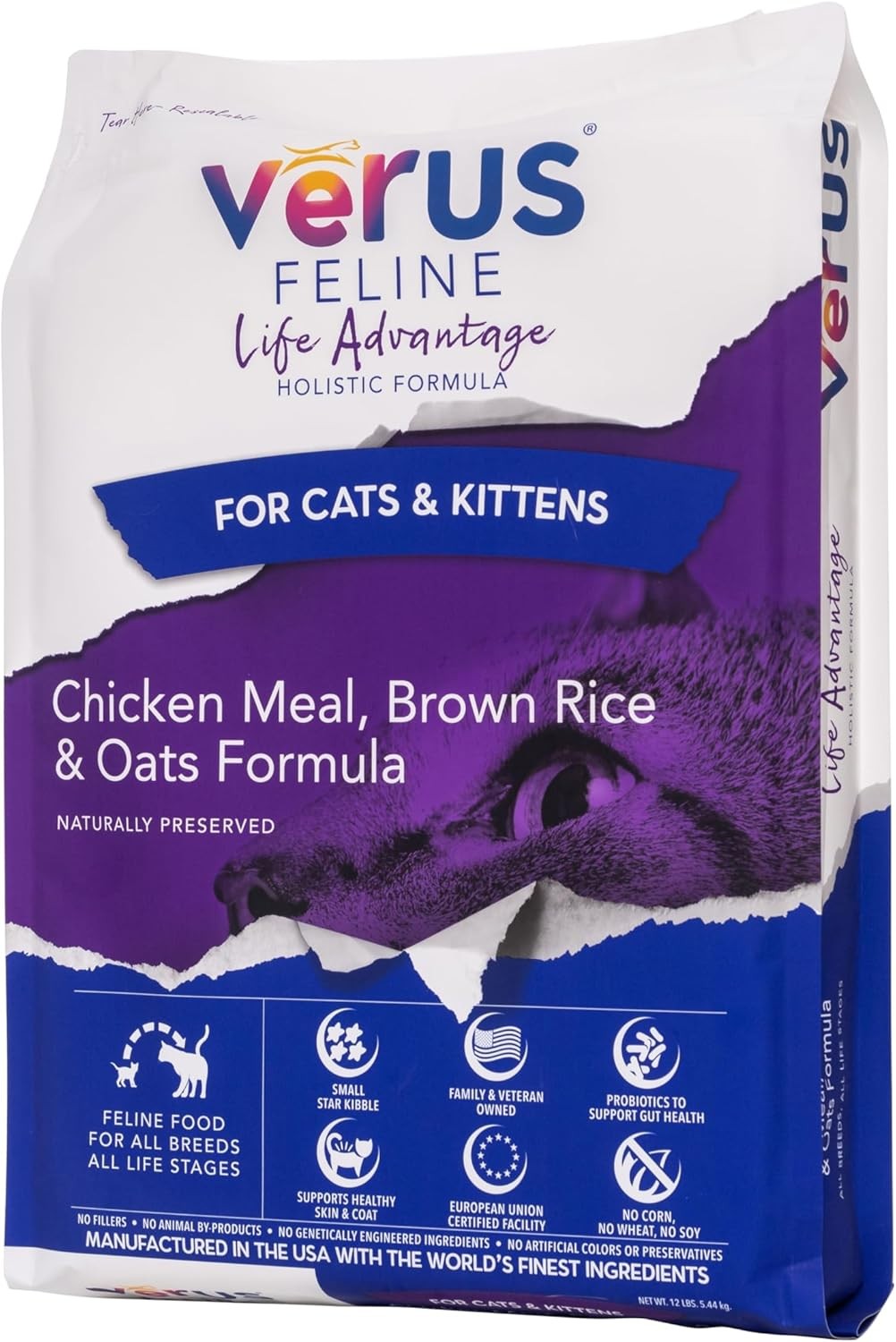 VeRUS Pet Foods Dry Cat Food Chicken,Feline Life Advantage Formula 12lb Bag