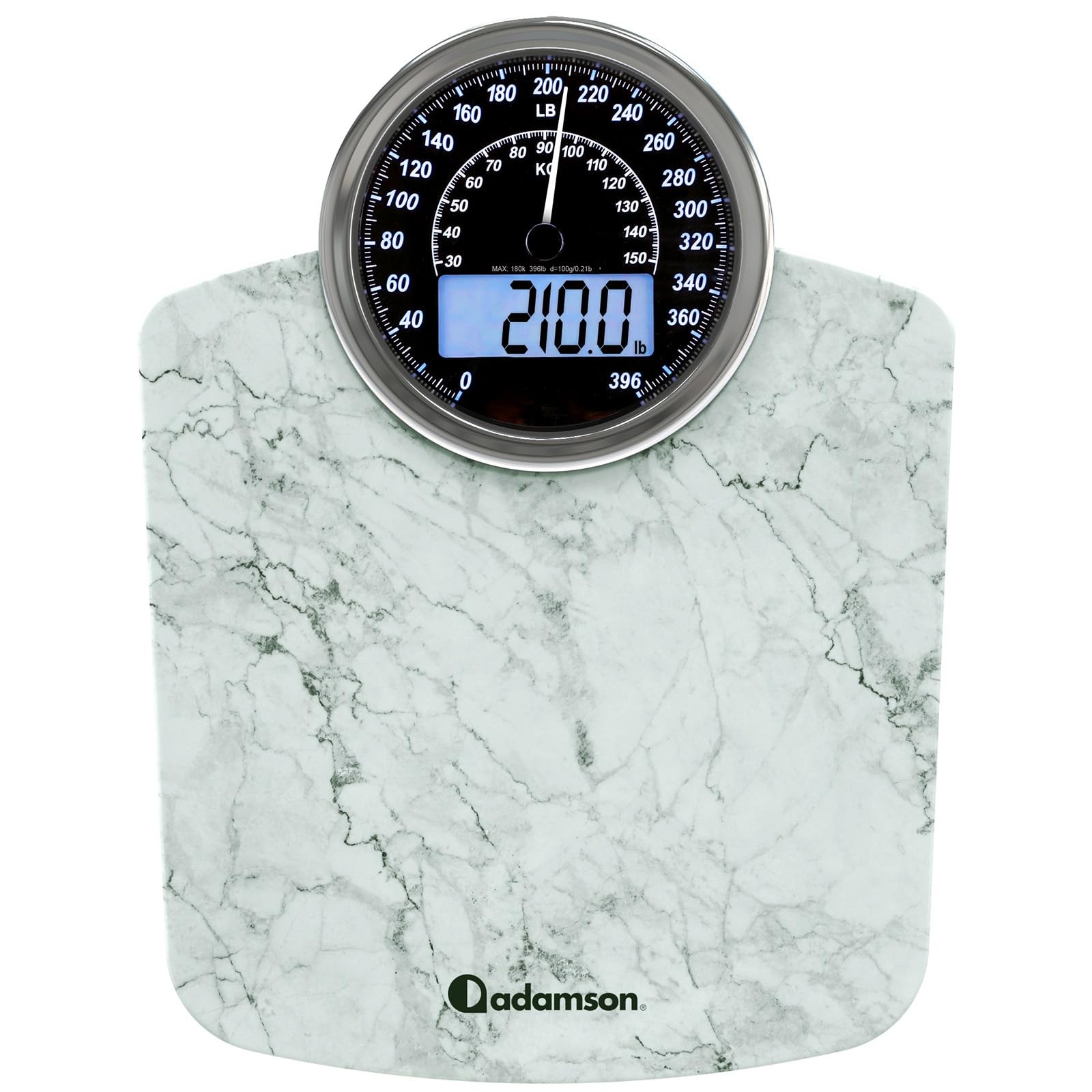 Adamson 2-in-1 Analog Digital Bathroom Scale 400 lb Tempered Glass