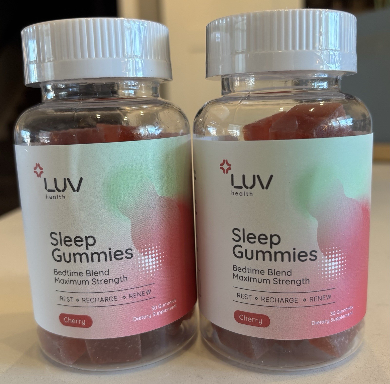 LUV Health Sleep Gummies Cherry Natural Sleep Aid 60 Ct Exp. 08/27 Sealed