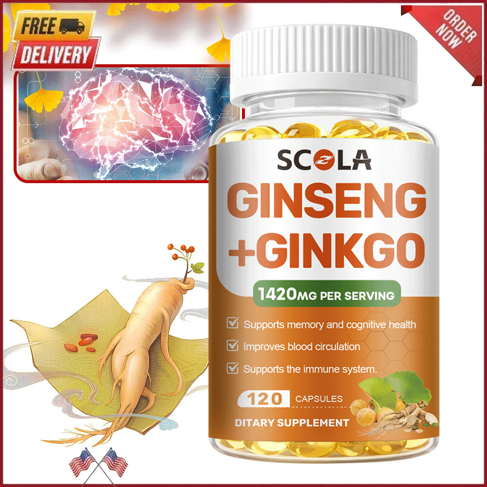 Ginkgo Biloba + Ginseng Extract Red Panax Focus Brain Memory Metabolism Booster