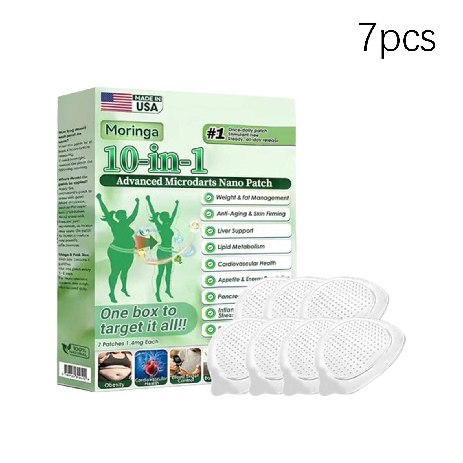 Moringa 10-IN-1 Nano Advanced Microneedle Patch Slimming – 7pcs/box (1-5 BOX)