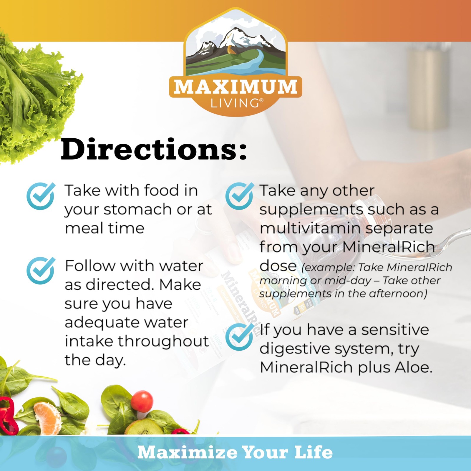 Maximum Living MineralRich Minerals Supplement with Aloe – Liquid Blend of Vitam