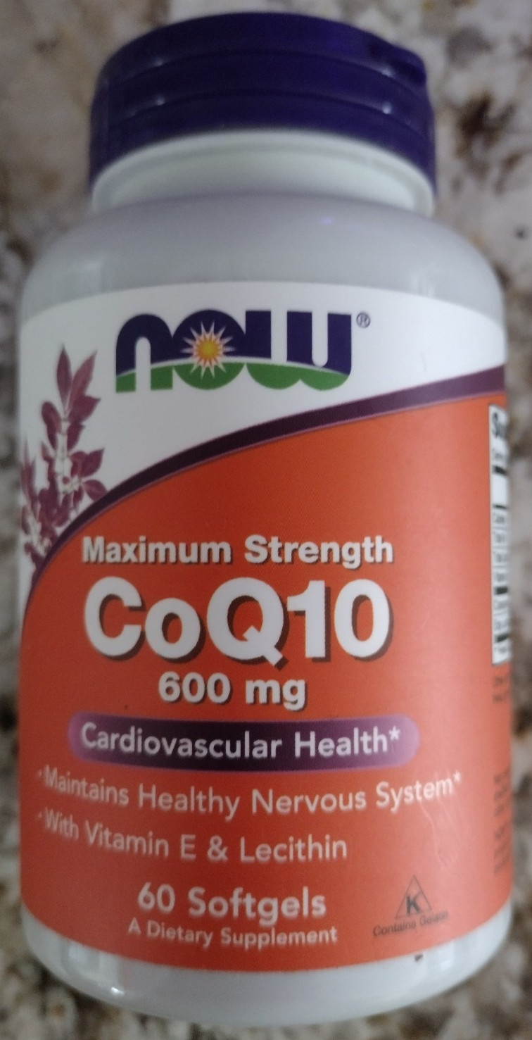NOW CoQ10 600 mg, Max Strength Vitamin E Lecithin 60 Softgels 10/2030