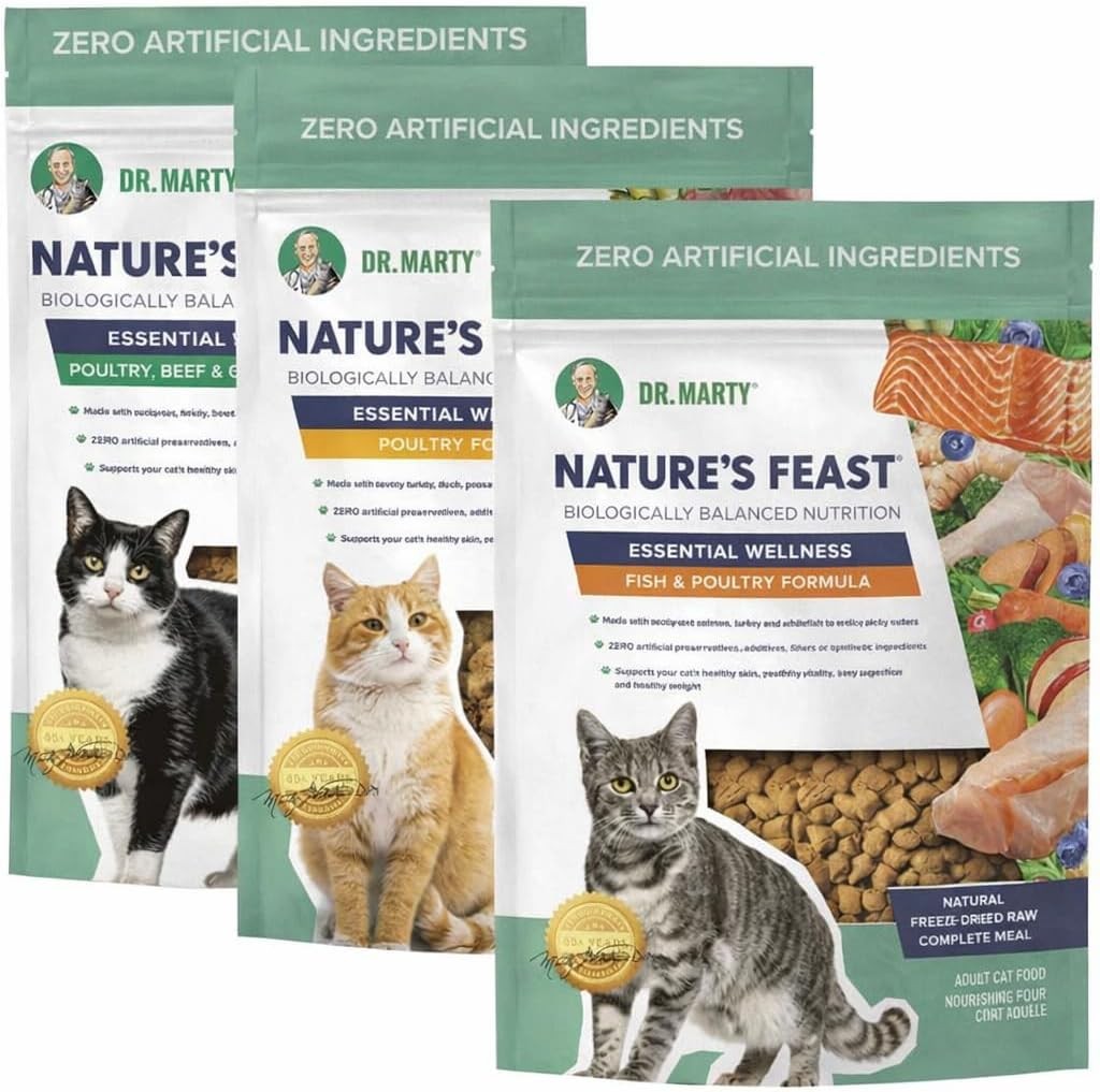 Nature’s Feast Blend Freeze-Dried Raw Cat Food,Poultry,Beef & Salmon,5.5 oz (3 p