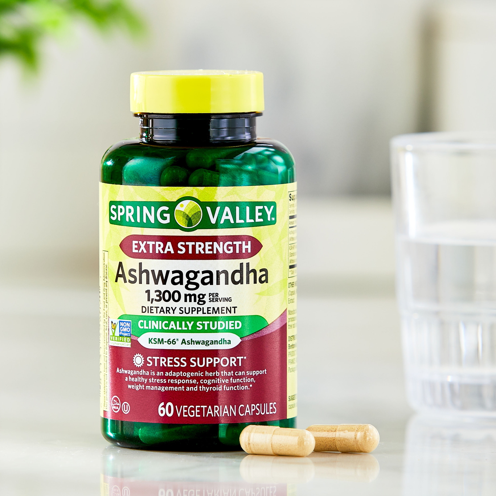 Spring Valley Extra Strength Ashwagandha Dietary Supplement, 1300 mg