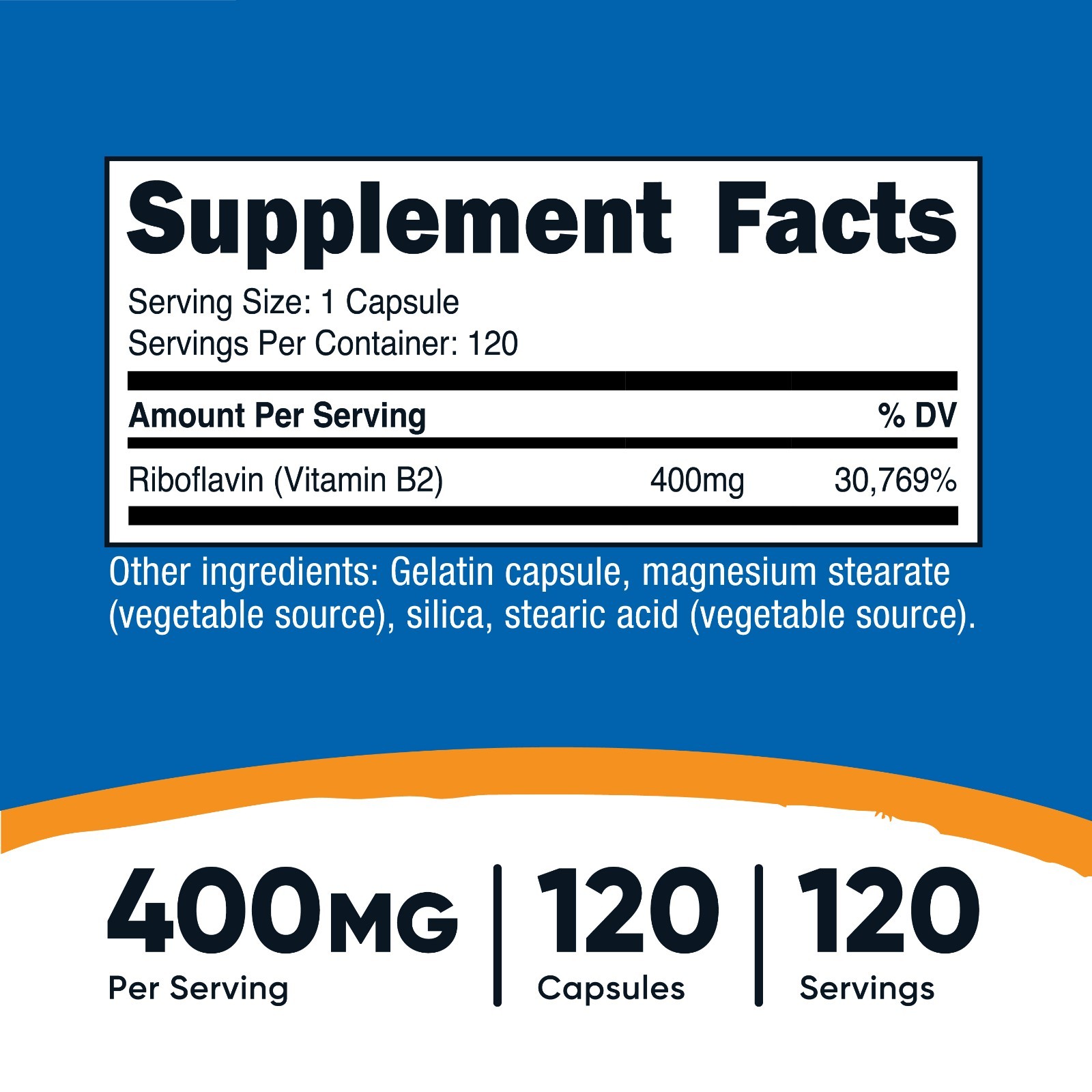 Nutricost Vitamin B2 (Riboflavin) 400mg, 120 Capsules – Gluten Free, Non-GMO