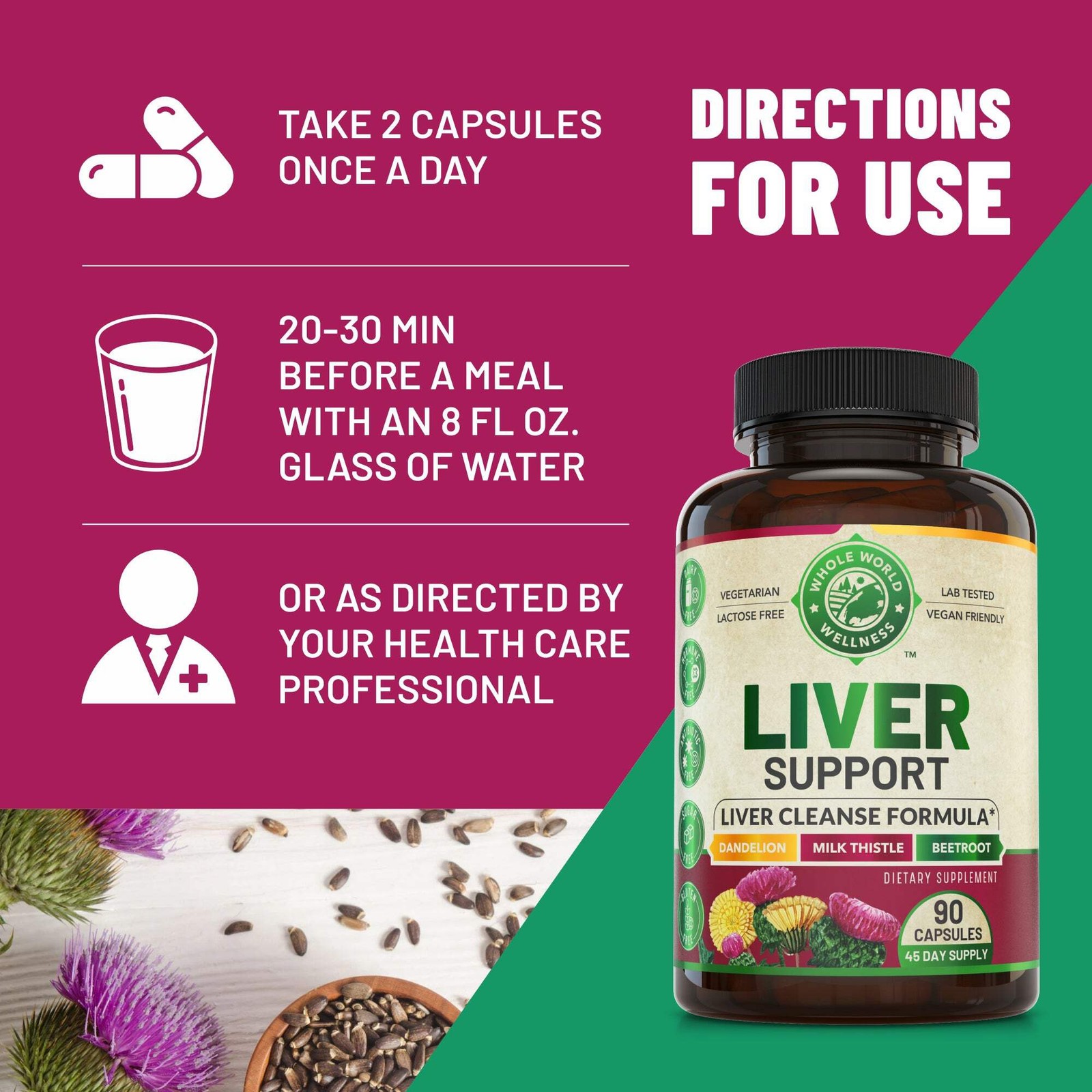 Liver Cleanse Detox & Repair Formula with Turmeric & Milk Thistle. 45 Day Supply